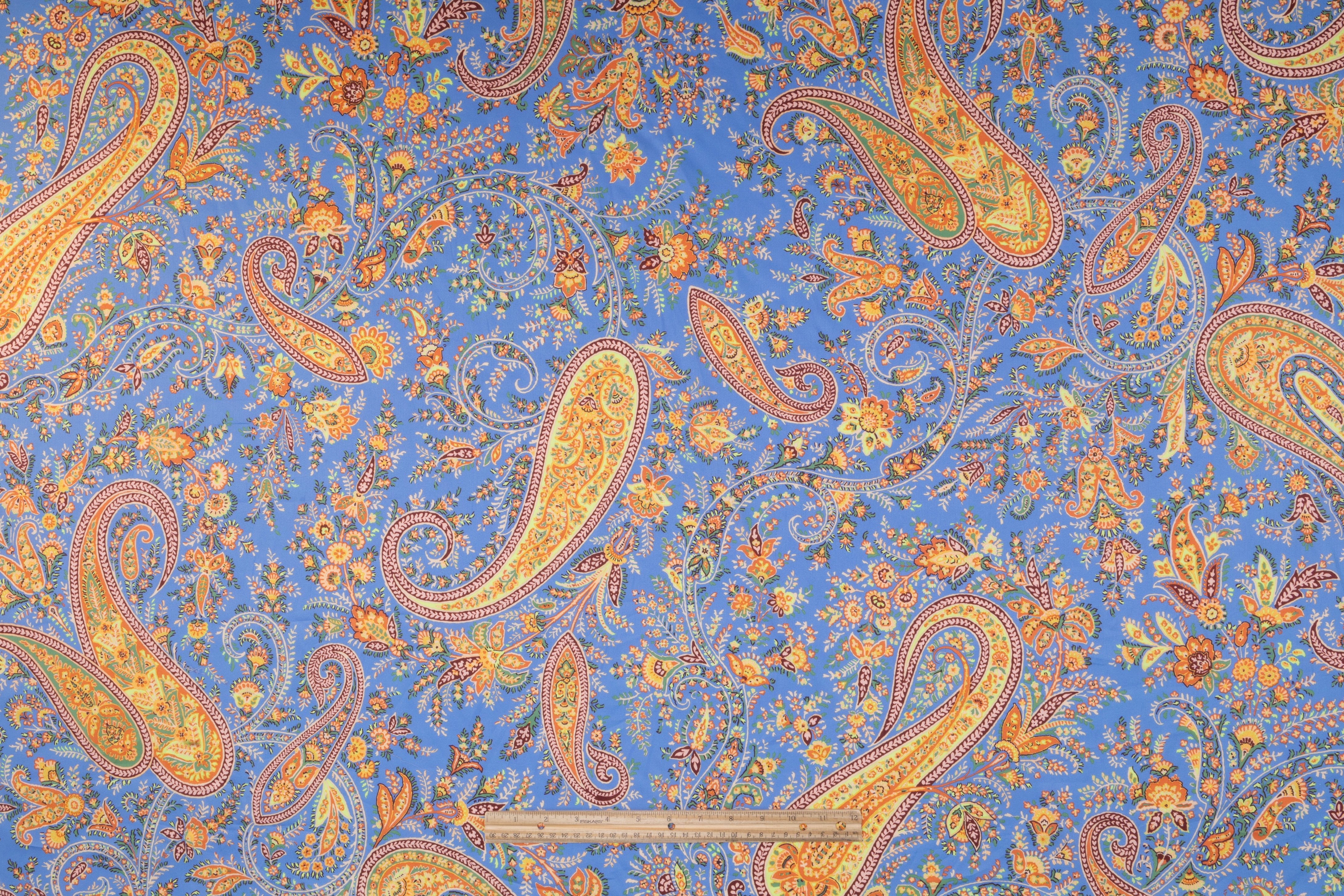 Paisley Italian Cotton Sateen - Cornflower Blue