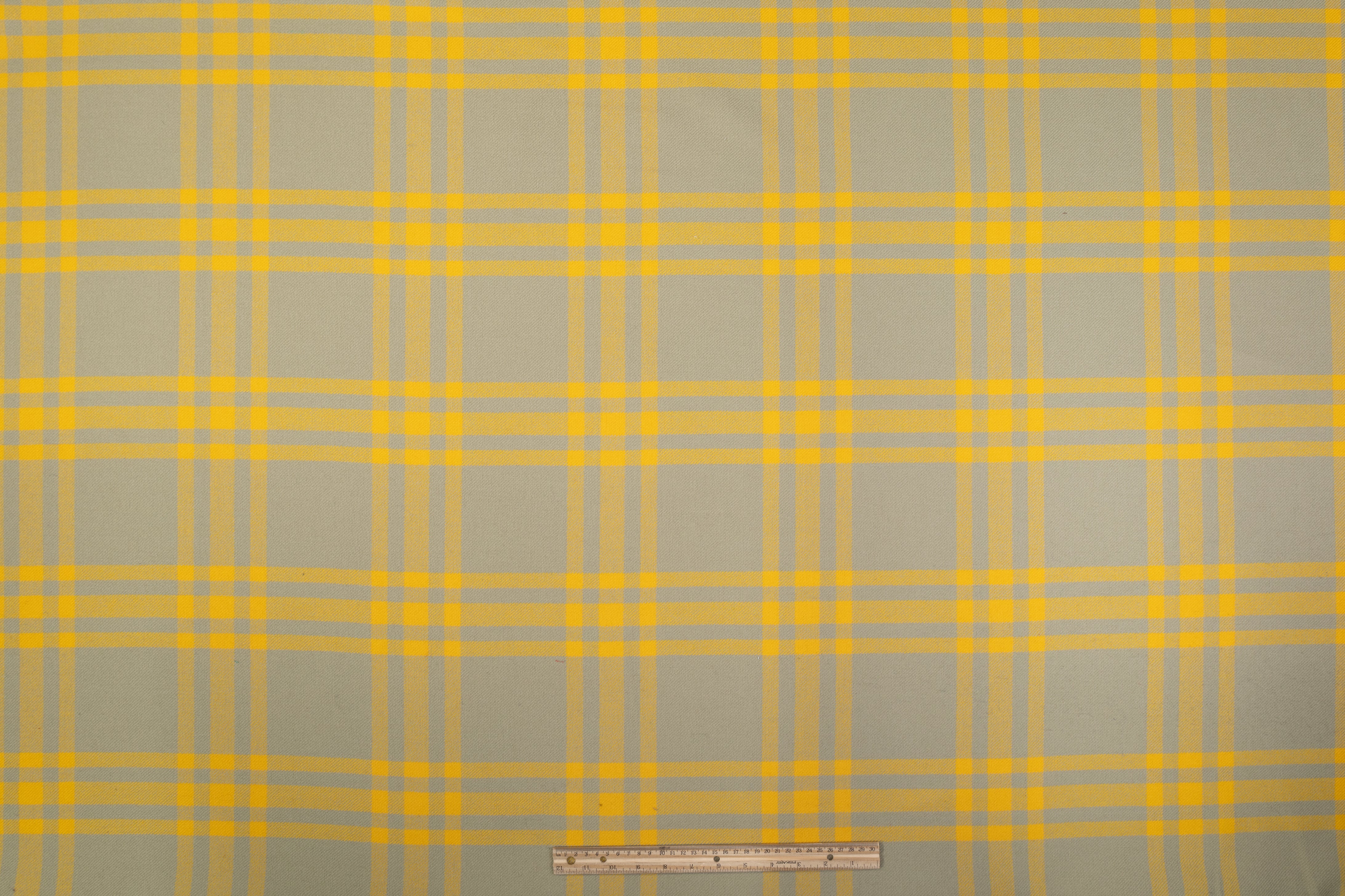 Plaid Italian Fused Wool Coating - Yellow