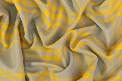 Plaid Italian Fused Wool Coating - Yellow