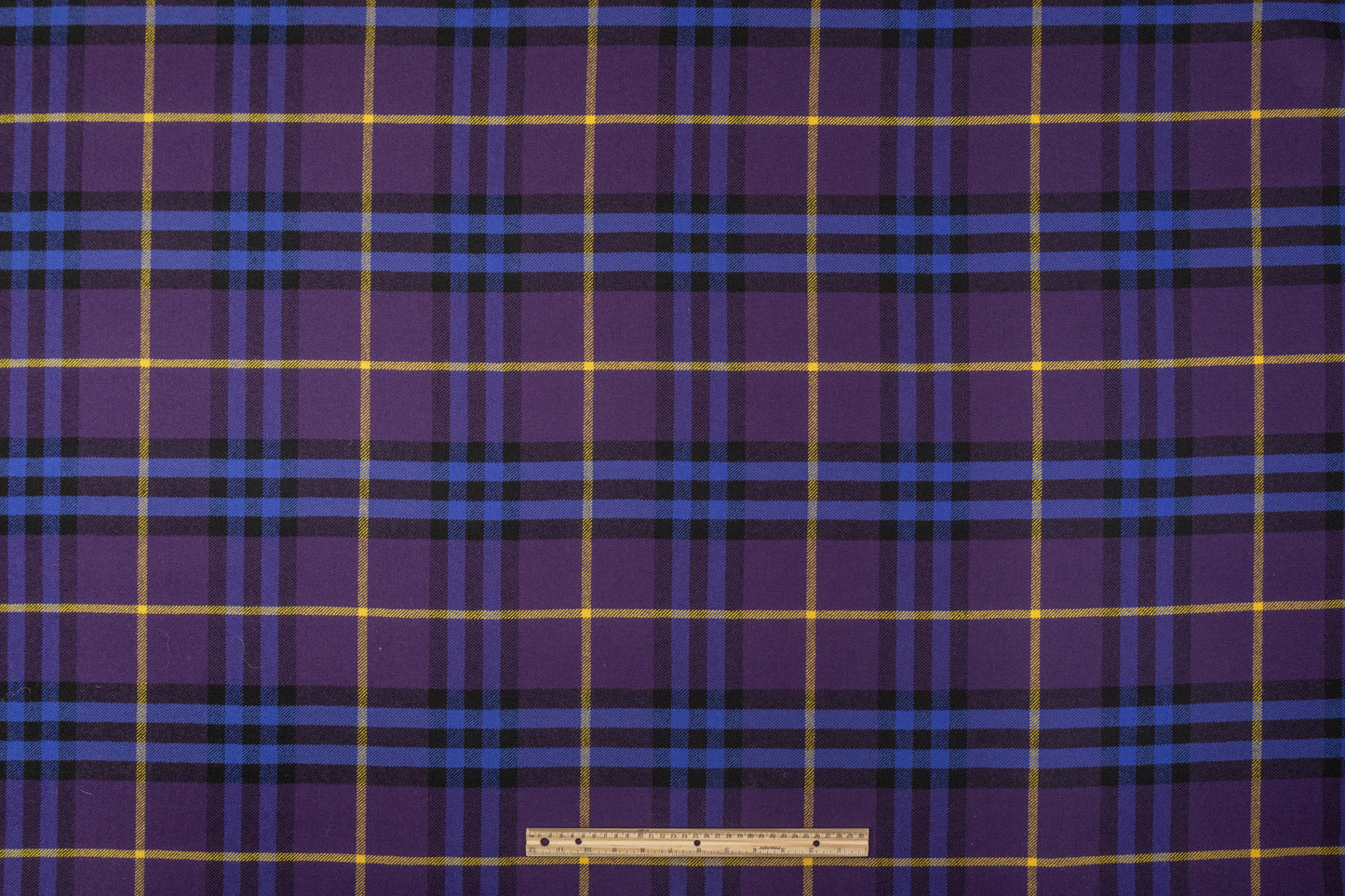 Plaid Italian Fused Wool Coating - Purple / Yellow / Blue