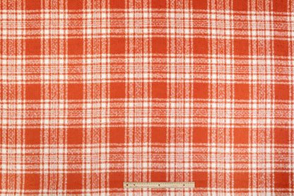 Plaid Italian Wool Tweed Boucle - Orange / White