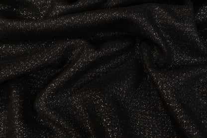 Double Faced Metallic Italian Wool Coating - Black / Silver