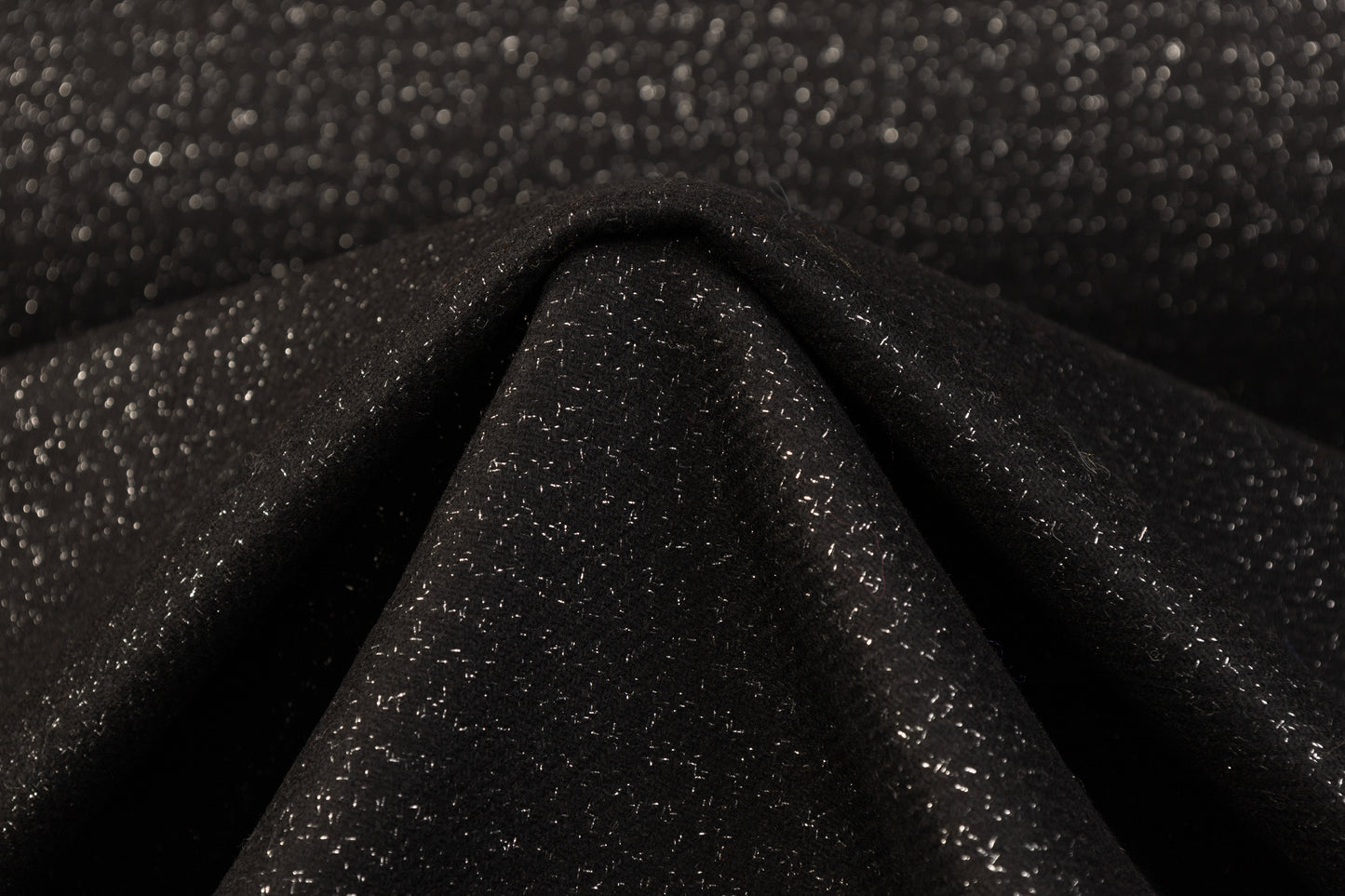 Double Faced Metallic Italian Wool Coating - Black / Silver