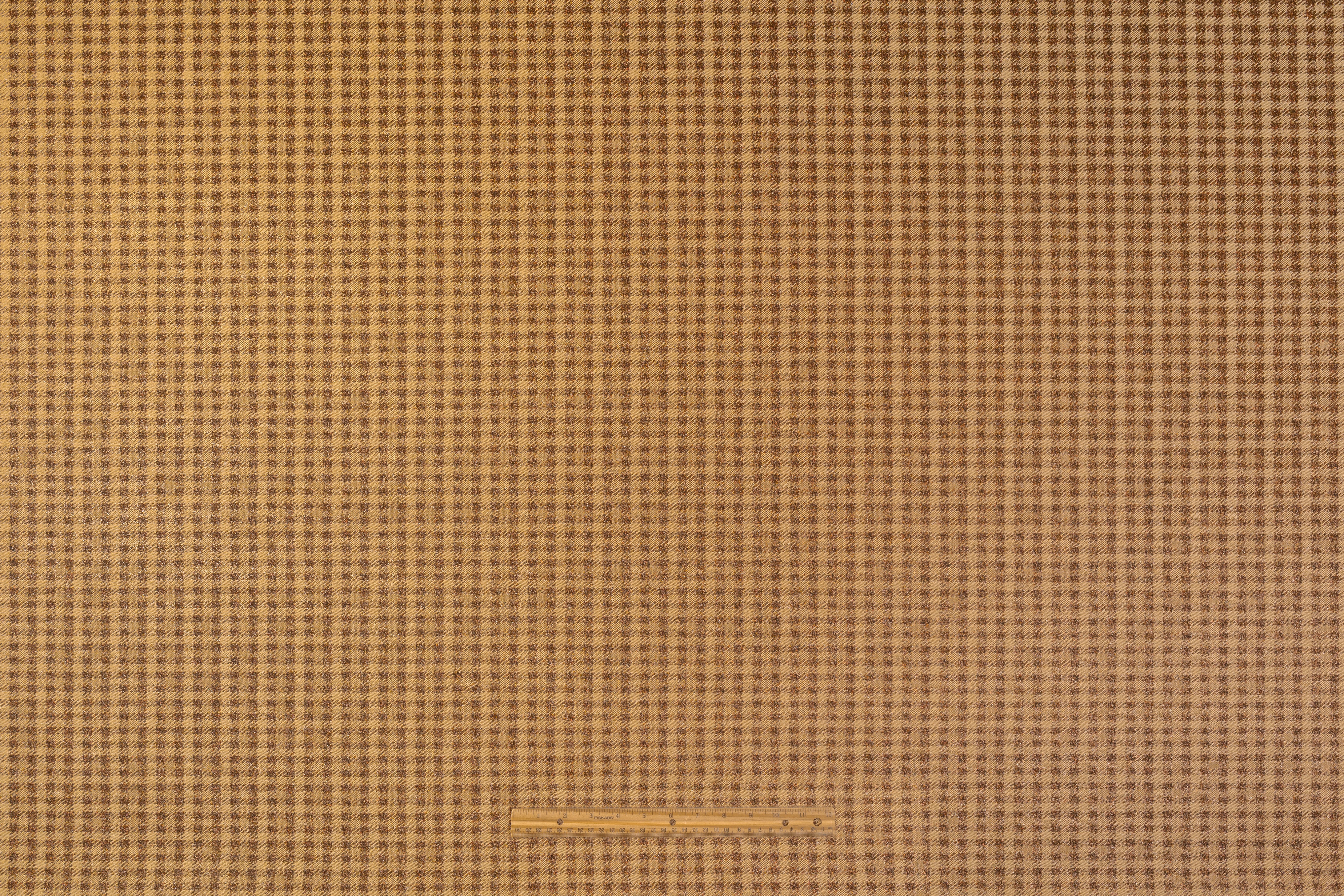 Checked Italian Metallic Cotton Brocade - Beige / Bronze