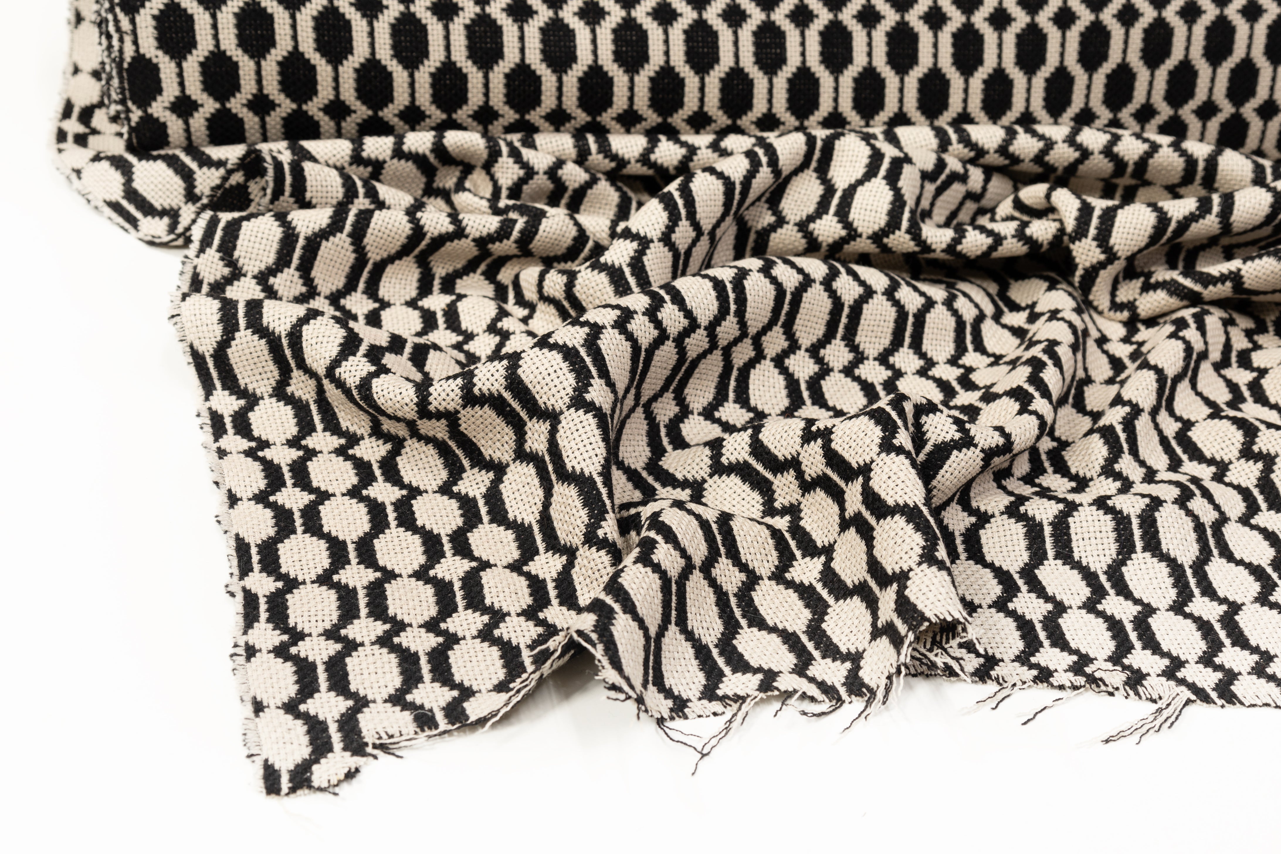 Double Faced Italian Wool Tweed - Black / Beige