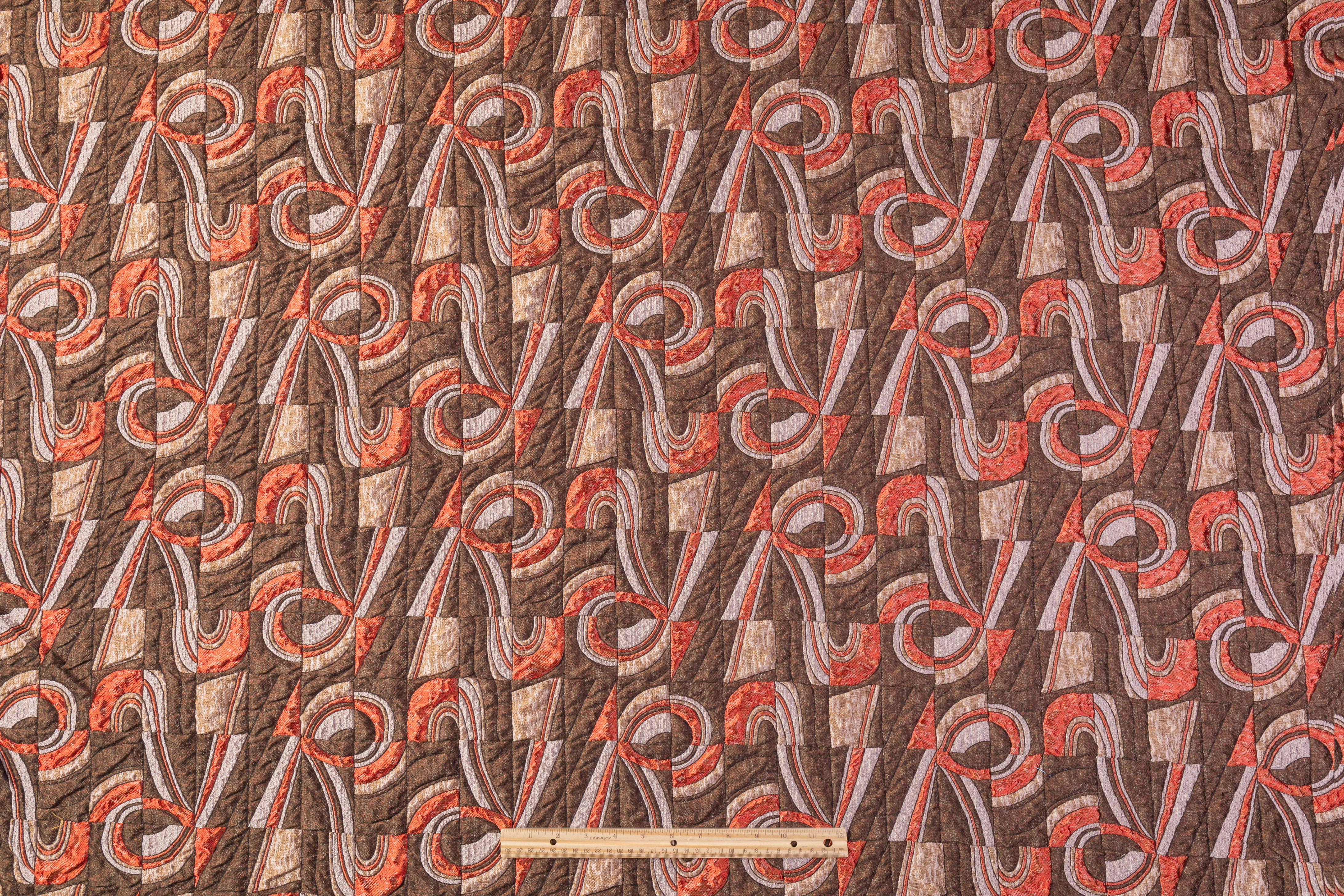 Abstract Geometric Italian Brocade - Brown / Orange
