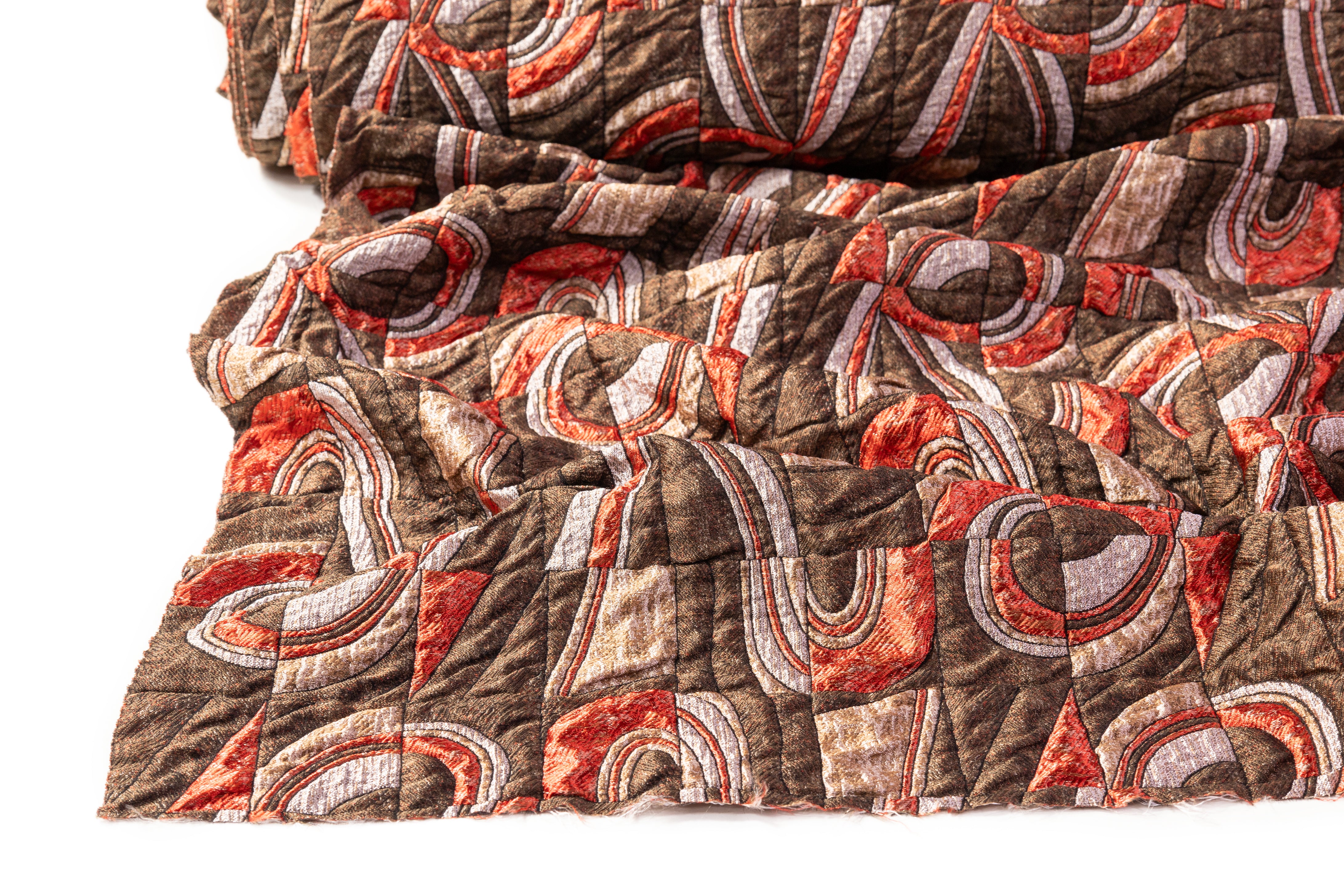 Abstract Geometric Italian Brocade - Brown / Orange