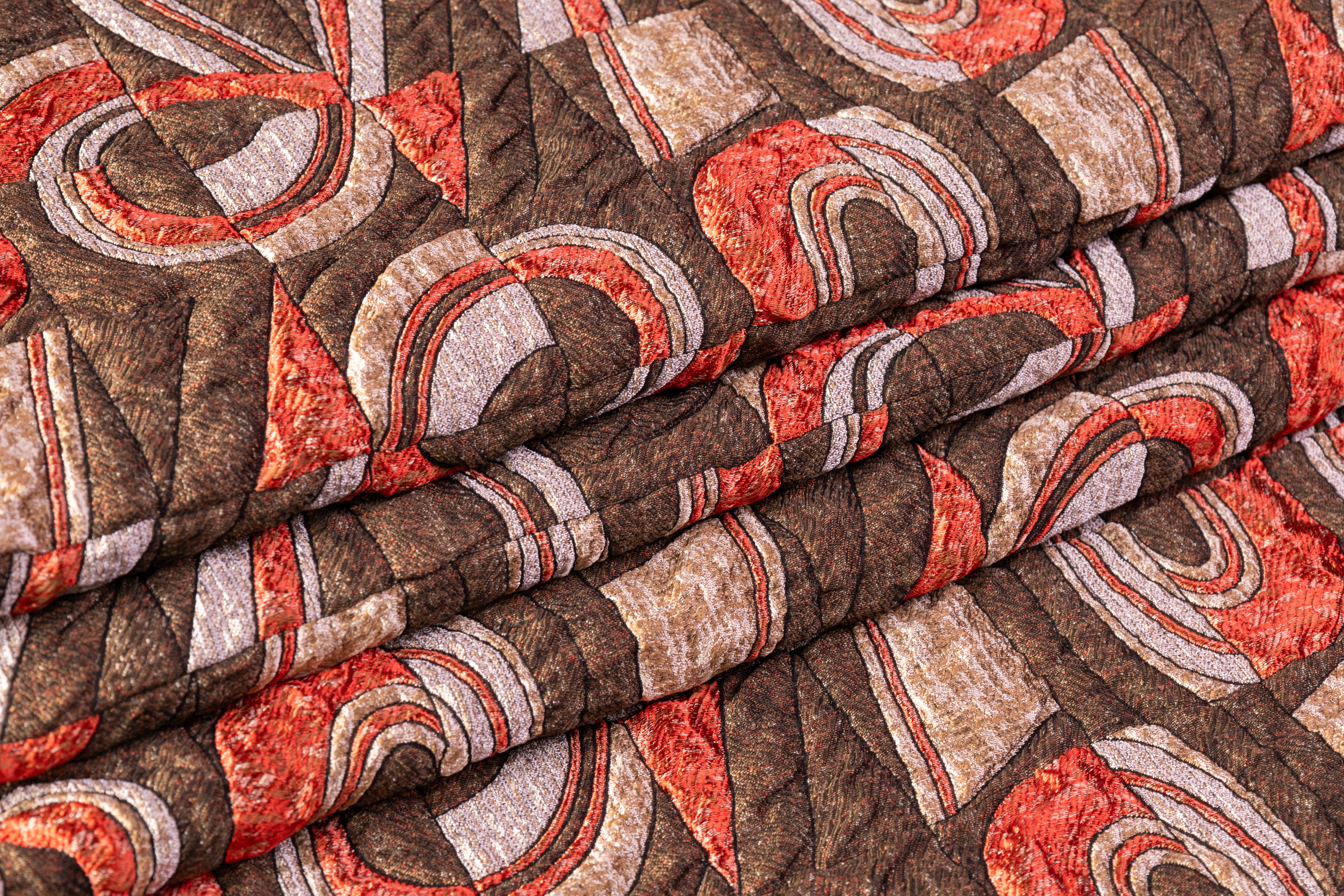 Abstract Geometric Italian Brocade - Brown / Orange