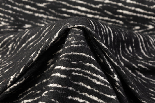Italian Wool Brocade - Black / White