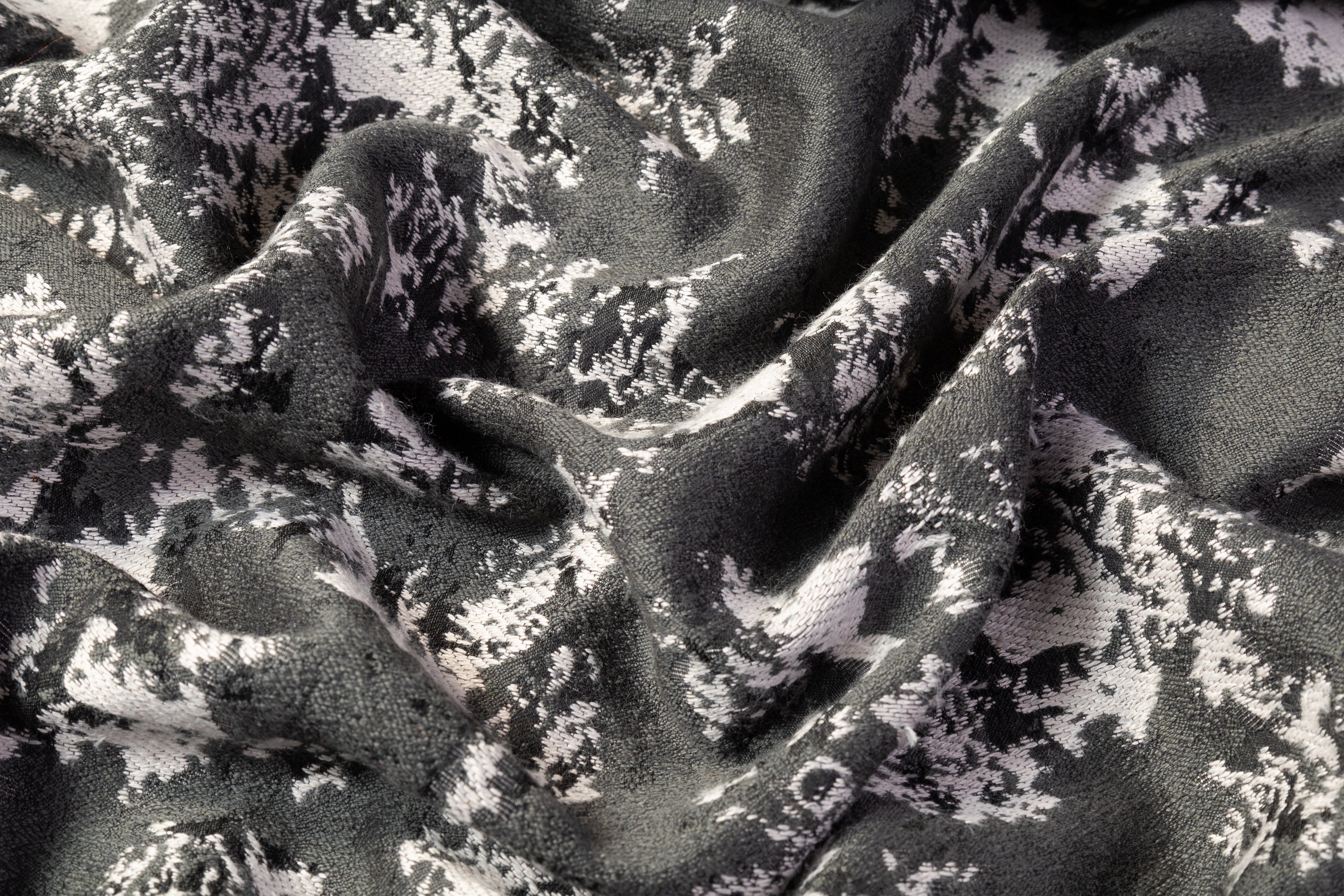 Abstract Italian Wool Blend Brocade - Gray