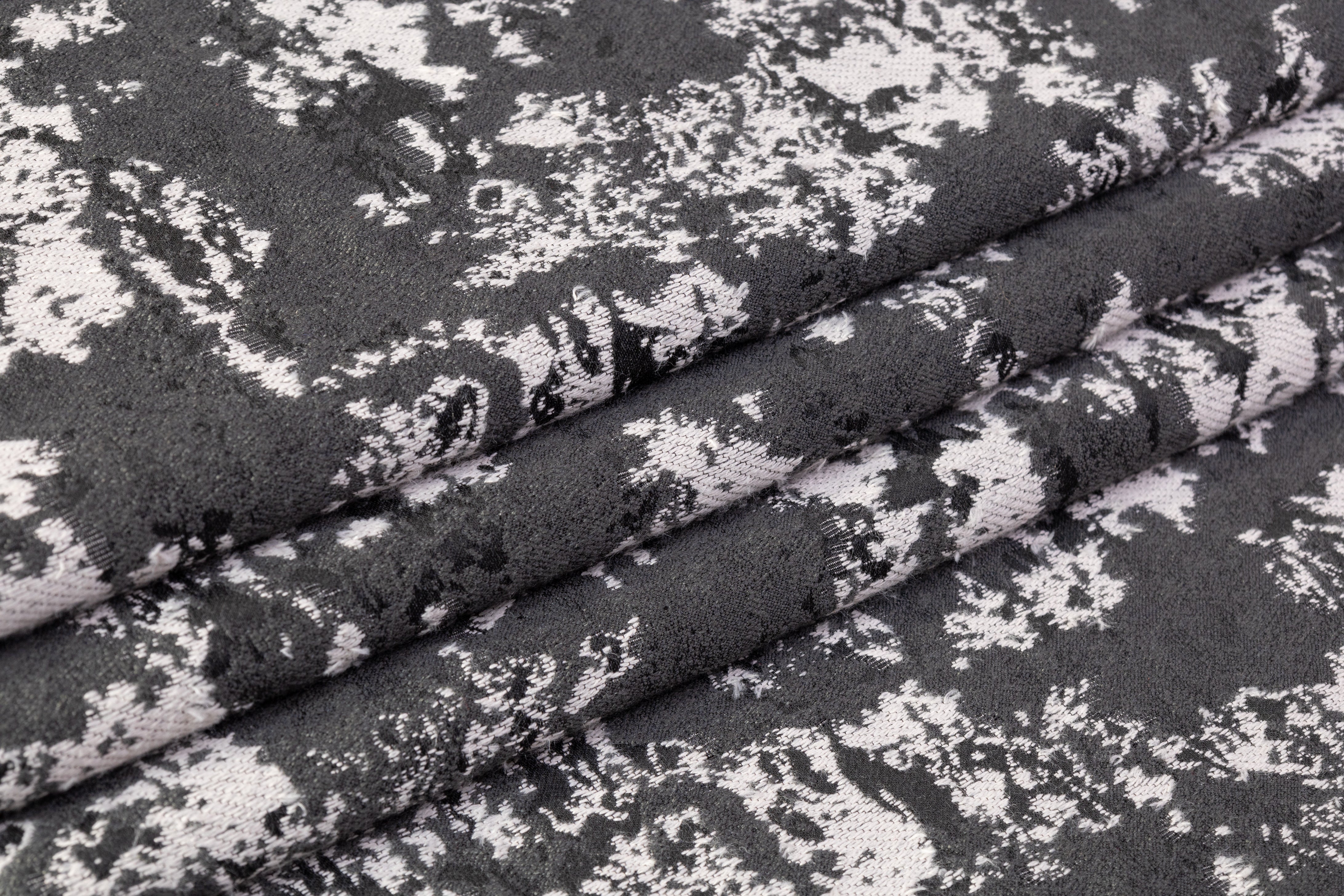 Abstract Italian Wool Blend Brocade - Gray