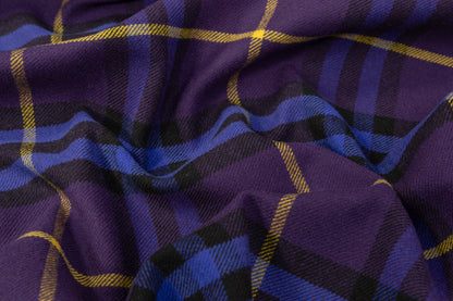 Plaid Italian Fused Wool Coating - Purple / Yellow / Blue