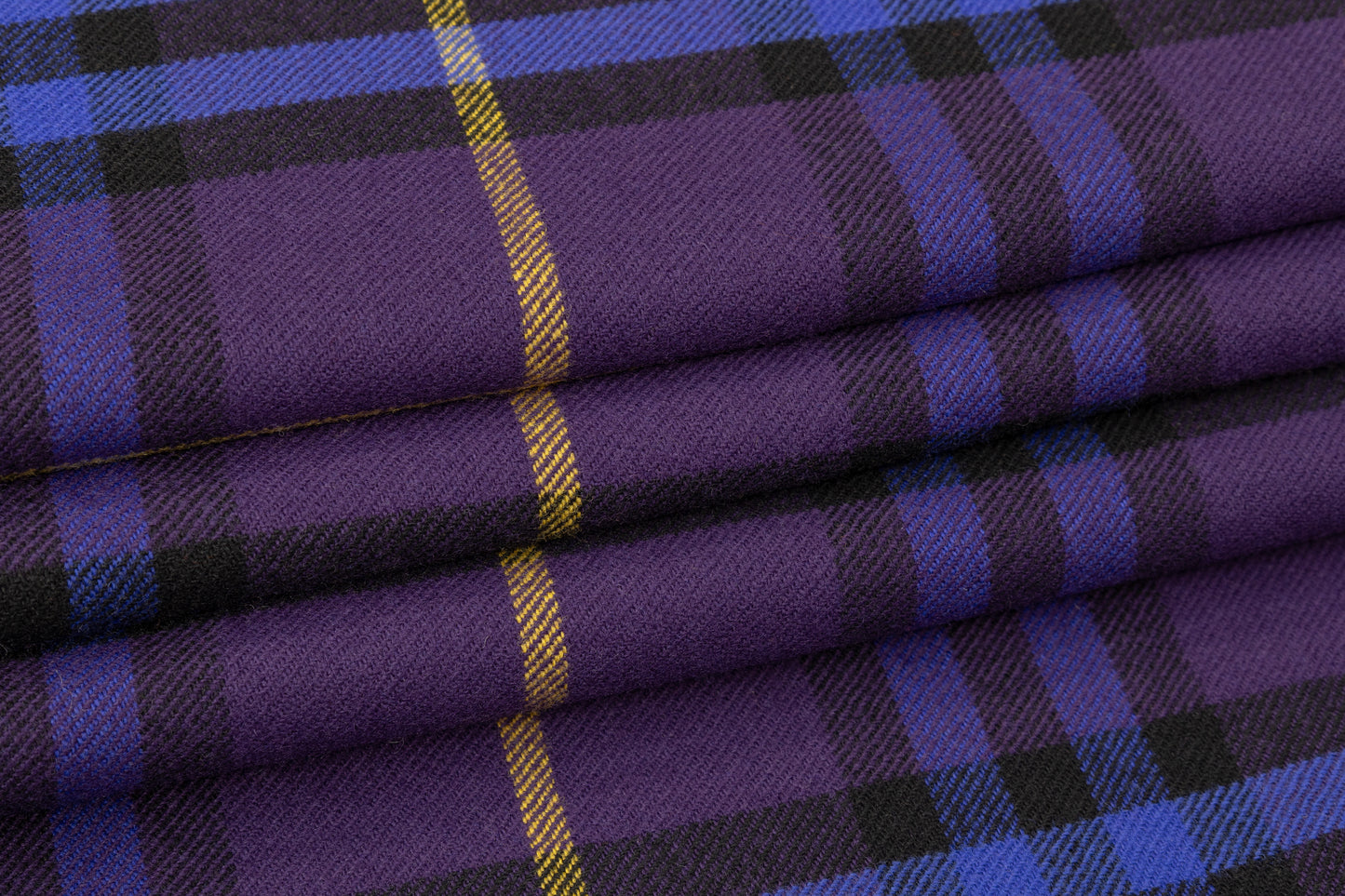 Plaid Italian Fused Wool Coating - Purple / Yellow / Blue