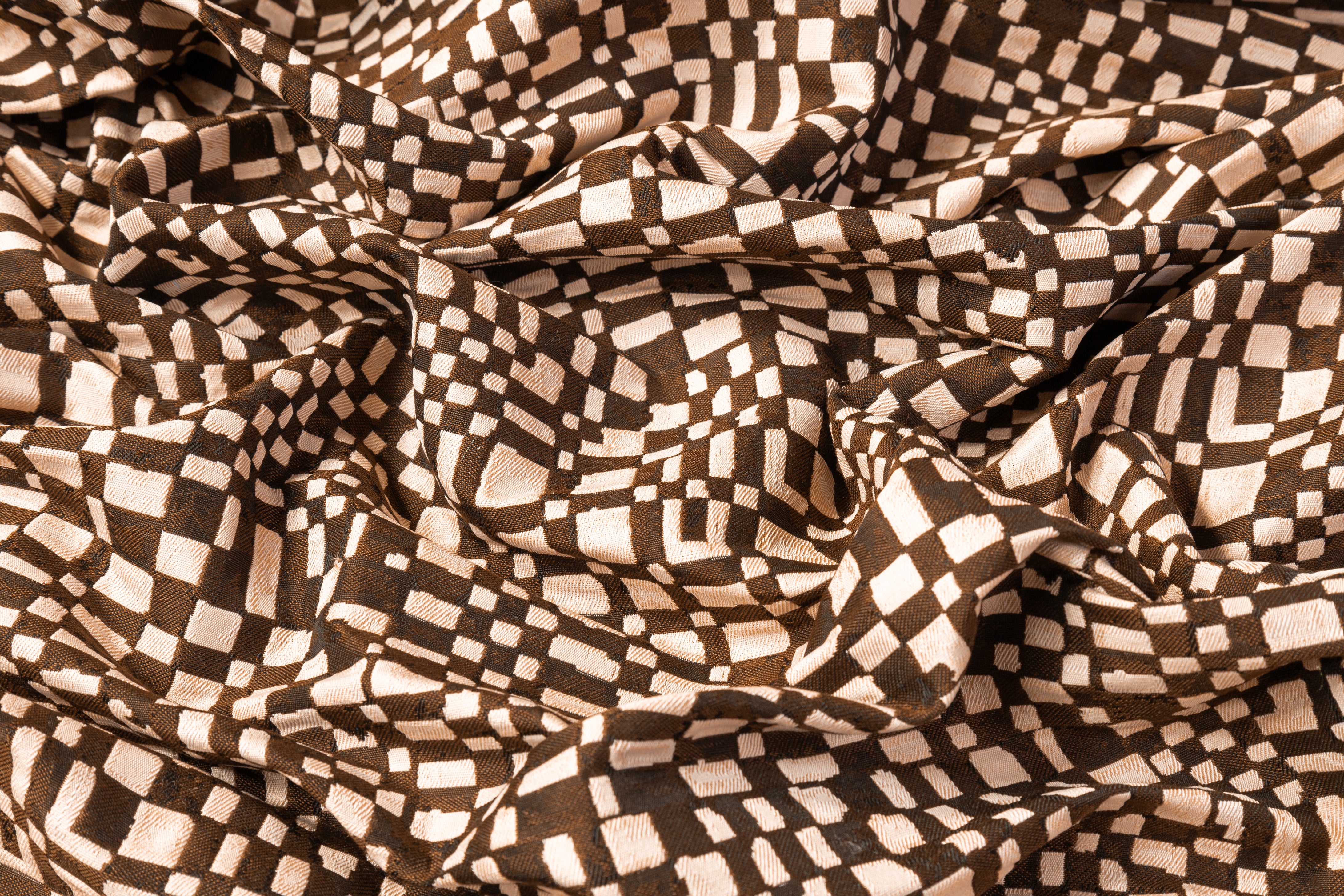 Geometric Italian Brocade - Brown / Blush