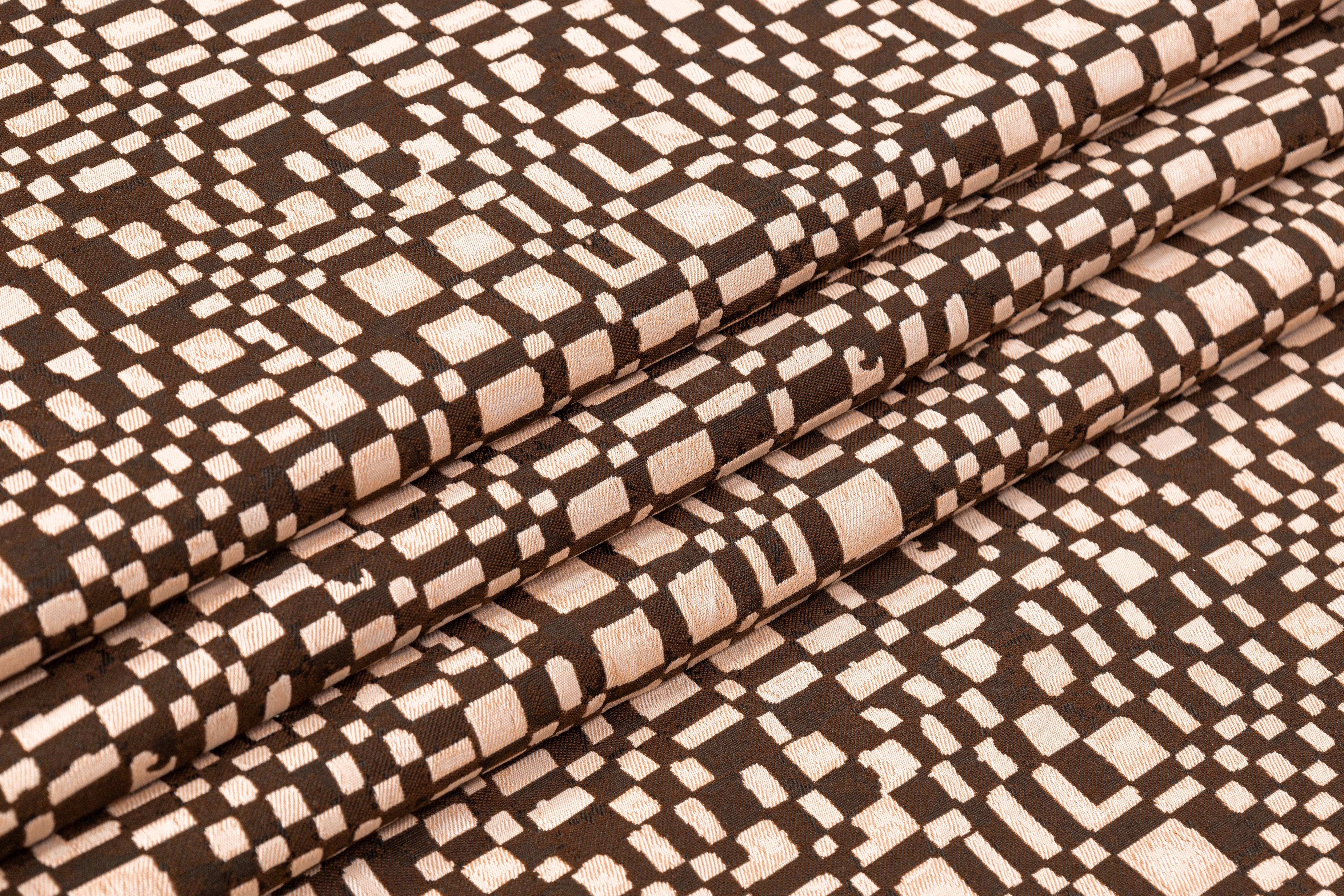 Geometric Italian Brocade - Brown / Blush