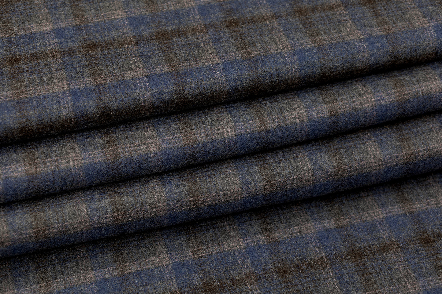 Checked Italian Flannel Wool Suiting - Blue / Gray