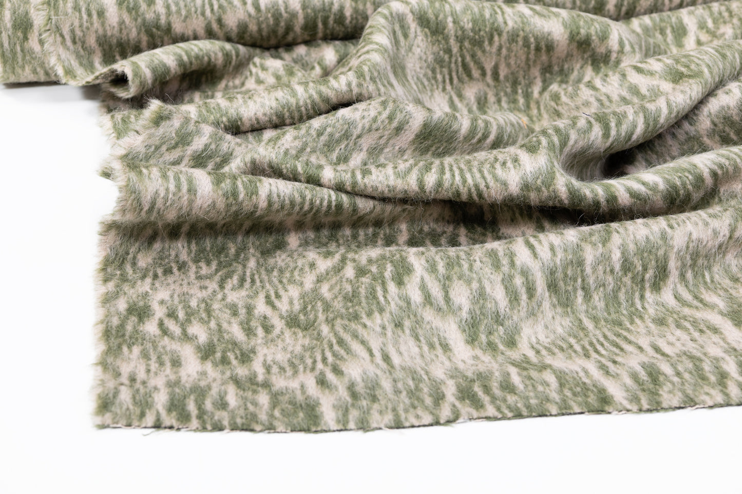 Italian Wool Mohair Jacquard Coating - Green