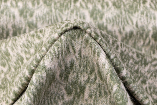 Italian Wool Mohair Jacquard Coating - Green