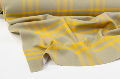 Plaid Italian Fused Wool Coating - Yellow