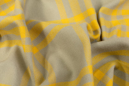 Plaid Italian Fused Wool Coating - Yellow