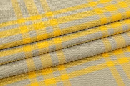 Plaid Italian Fused Wool Coating - Yellow