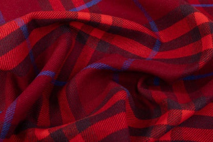 Plaid Italian Fused Wool Coating - Red