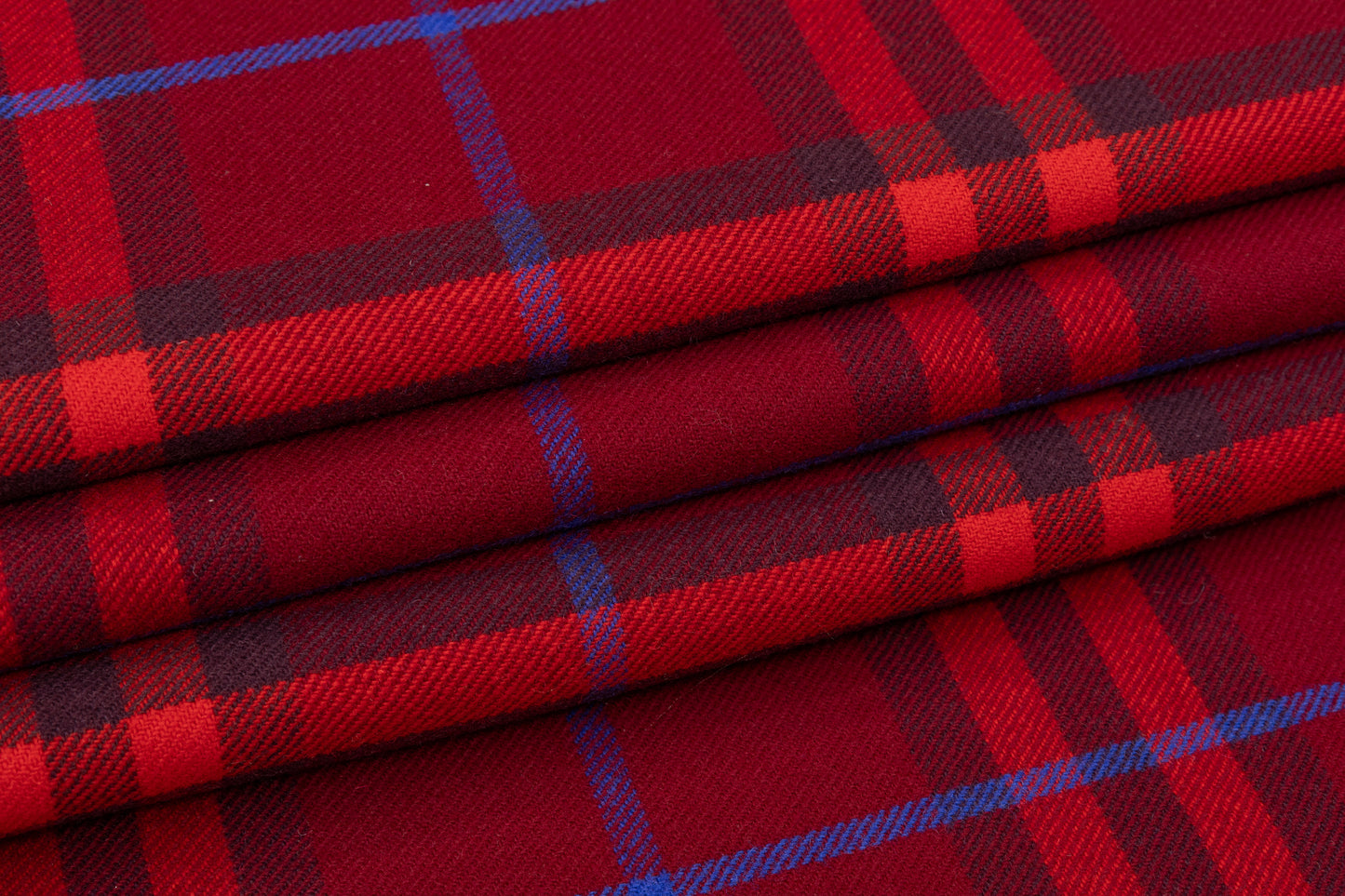 Plaid Italian Fused Wool Coating - Red