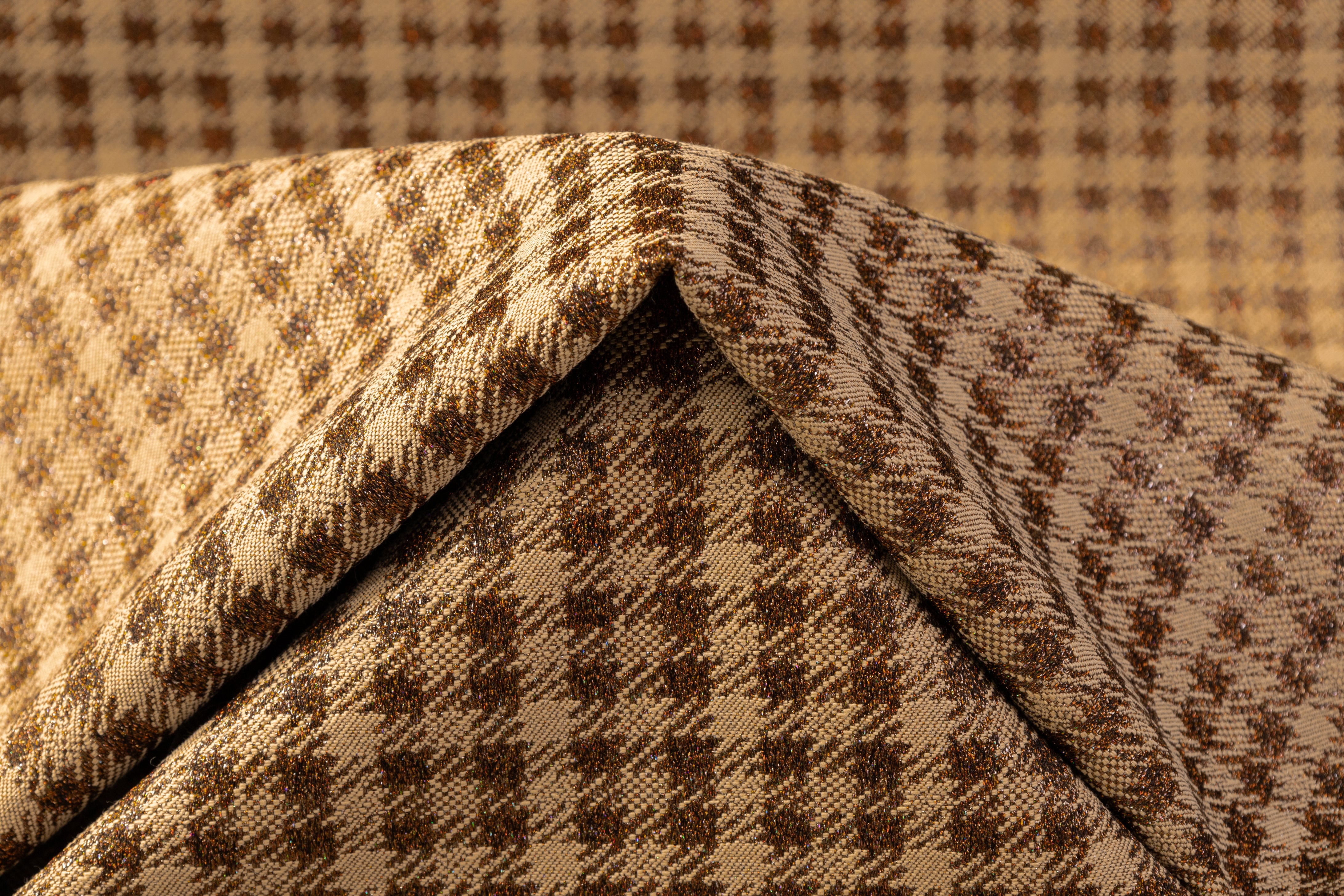 Checked Italian Metallic Cotton Brocade - Beige / Bronze