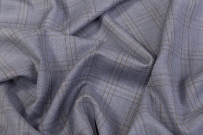 Checked Italian Wool Suiting - Blue