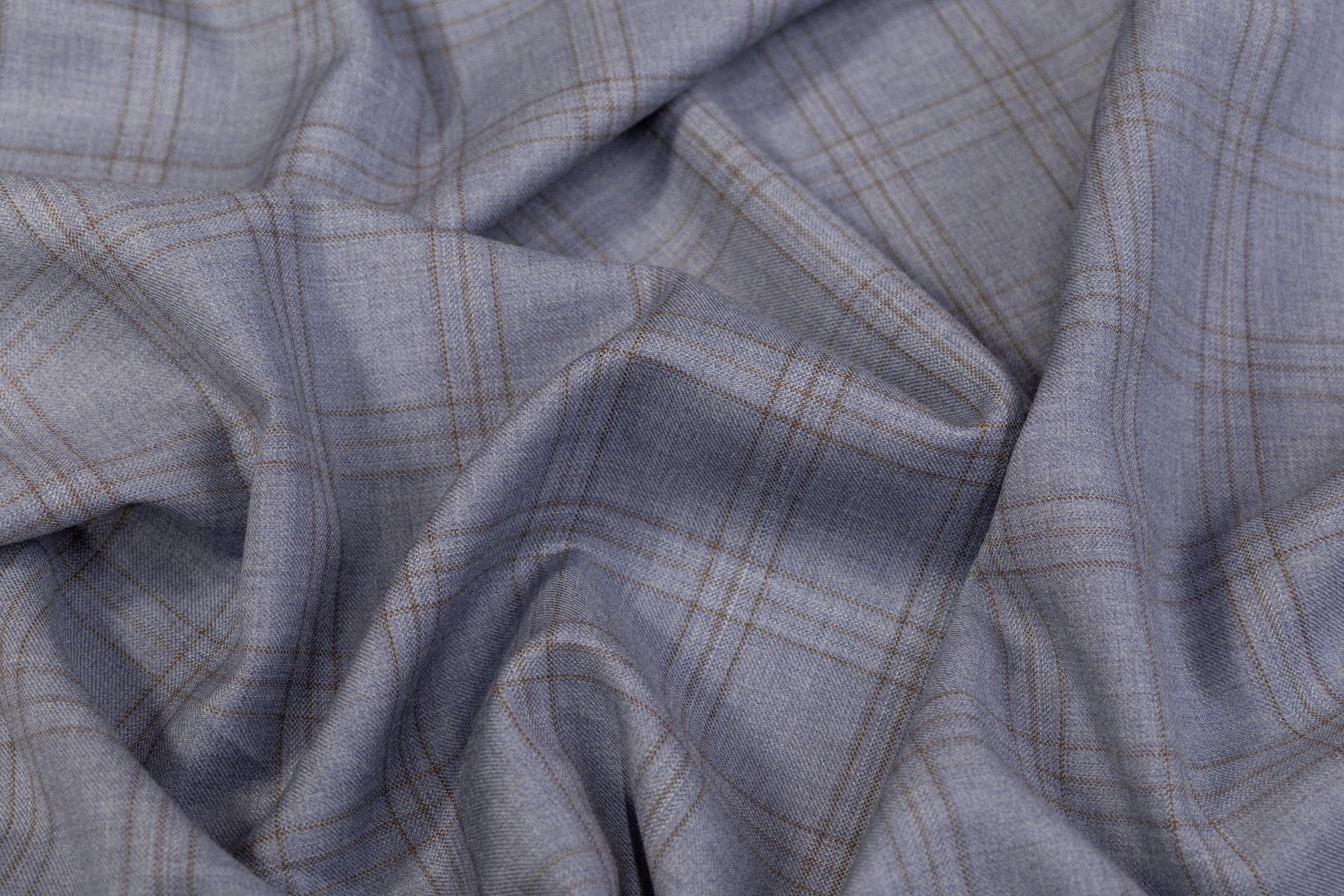 Checked Italian Wool Suiting - Blue