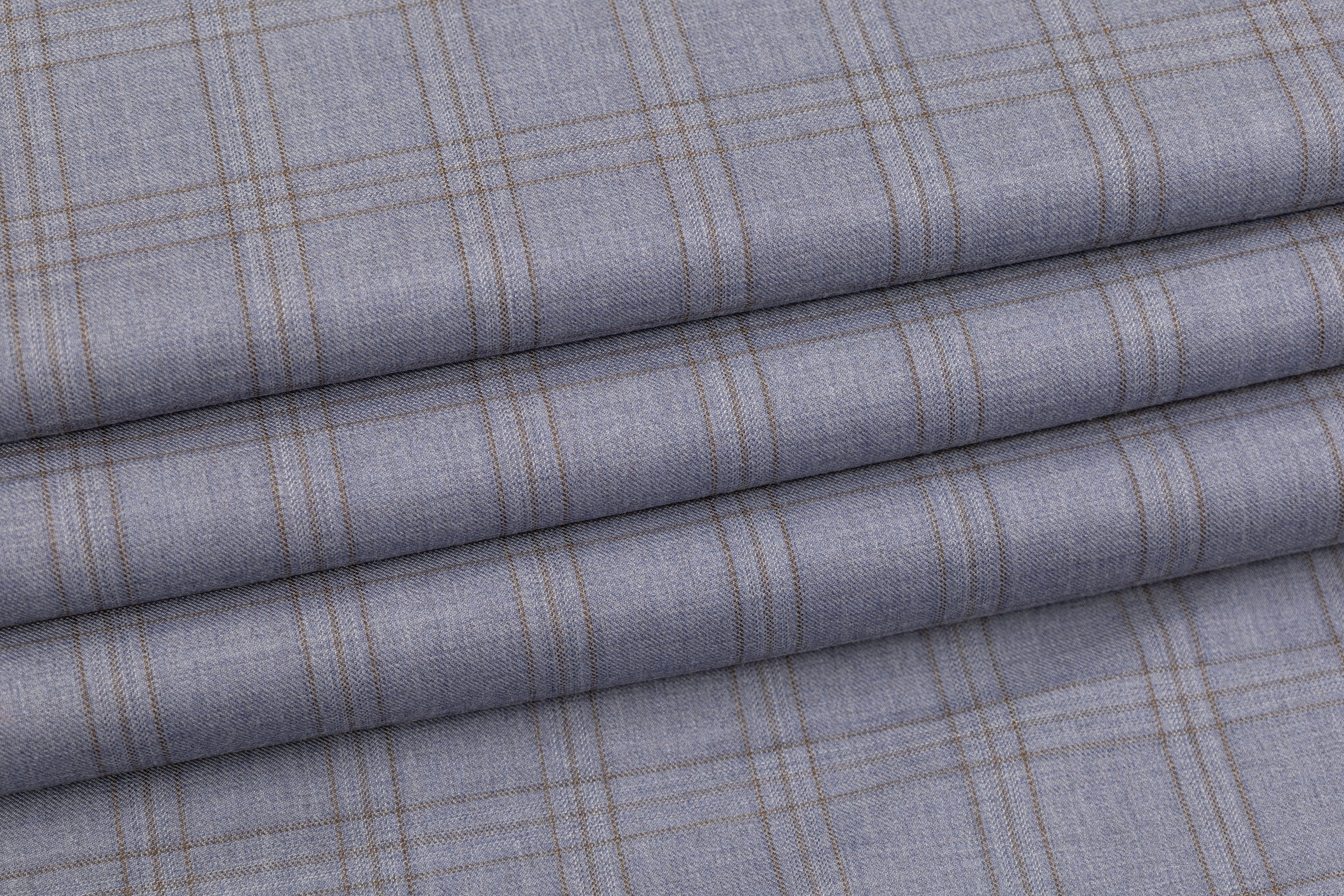 Checked Italian Wool Suiting - Blue