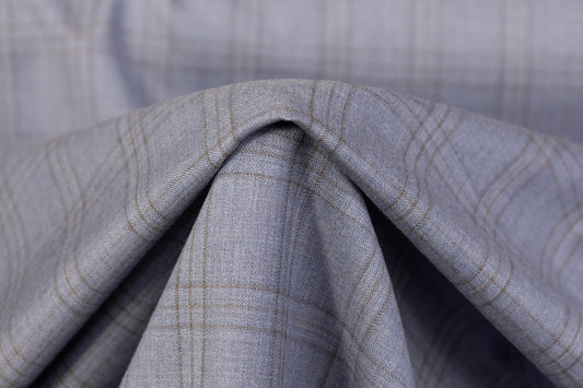 Checked Italian Wool Suiting - Blue