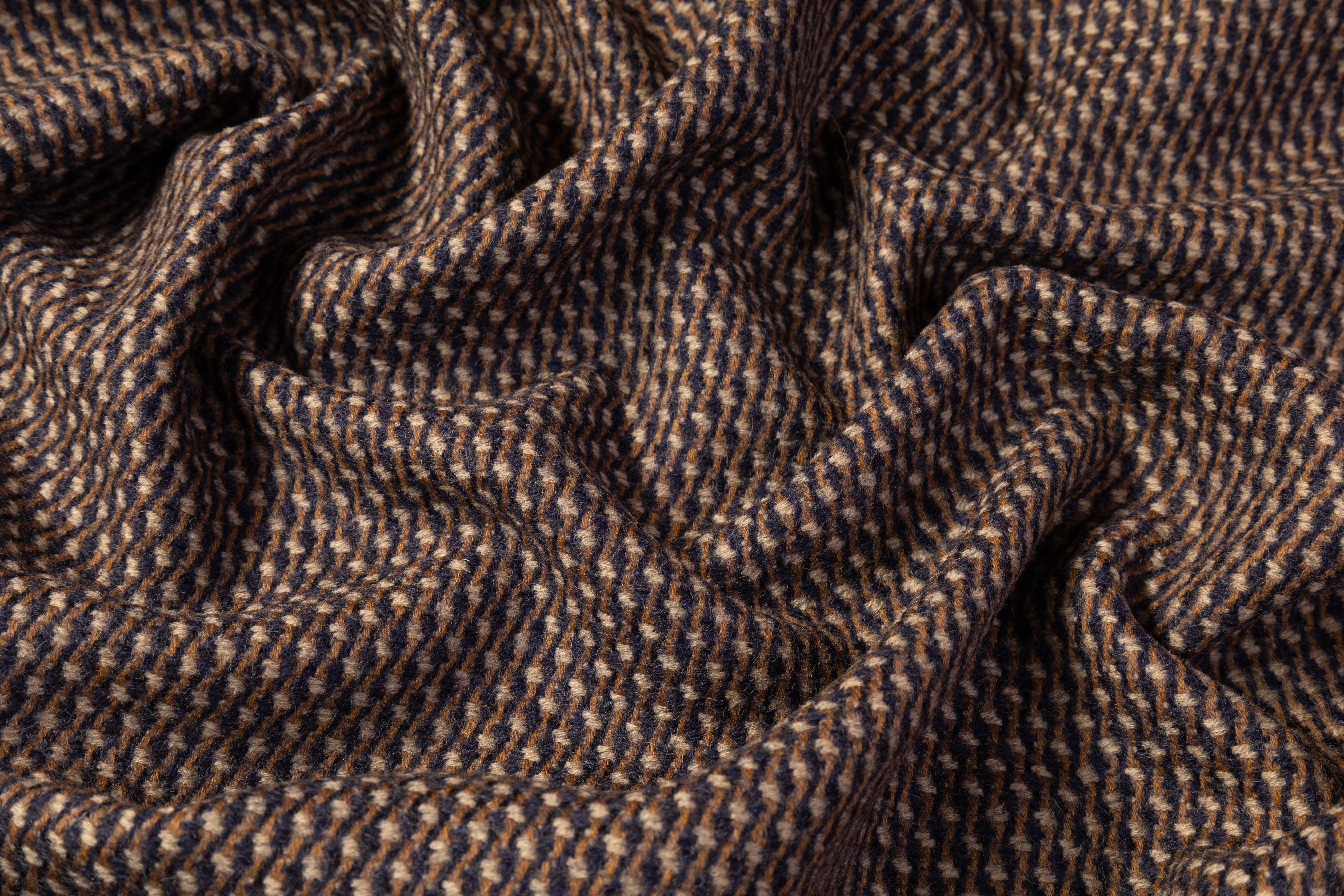 Italian Wool Tweed - Navy / Beige