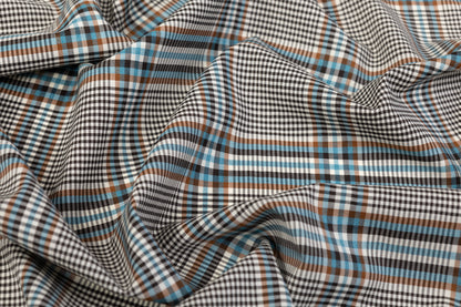 Checked Italian Wool Suiting - Turquoise / Brown