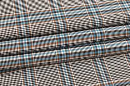 Checked Italian Wool Suiting - Turquoise / Brown