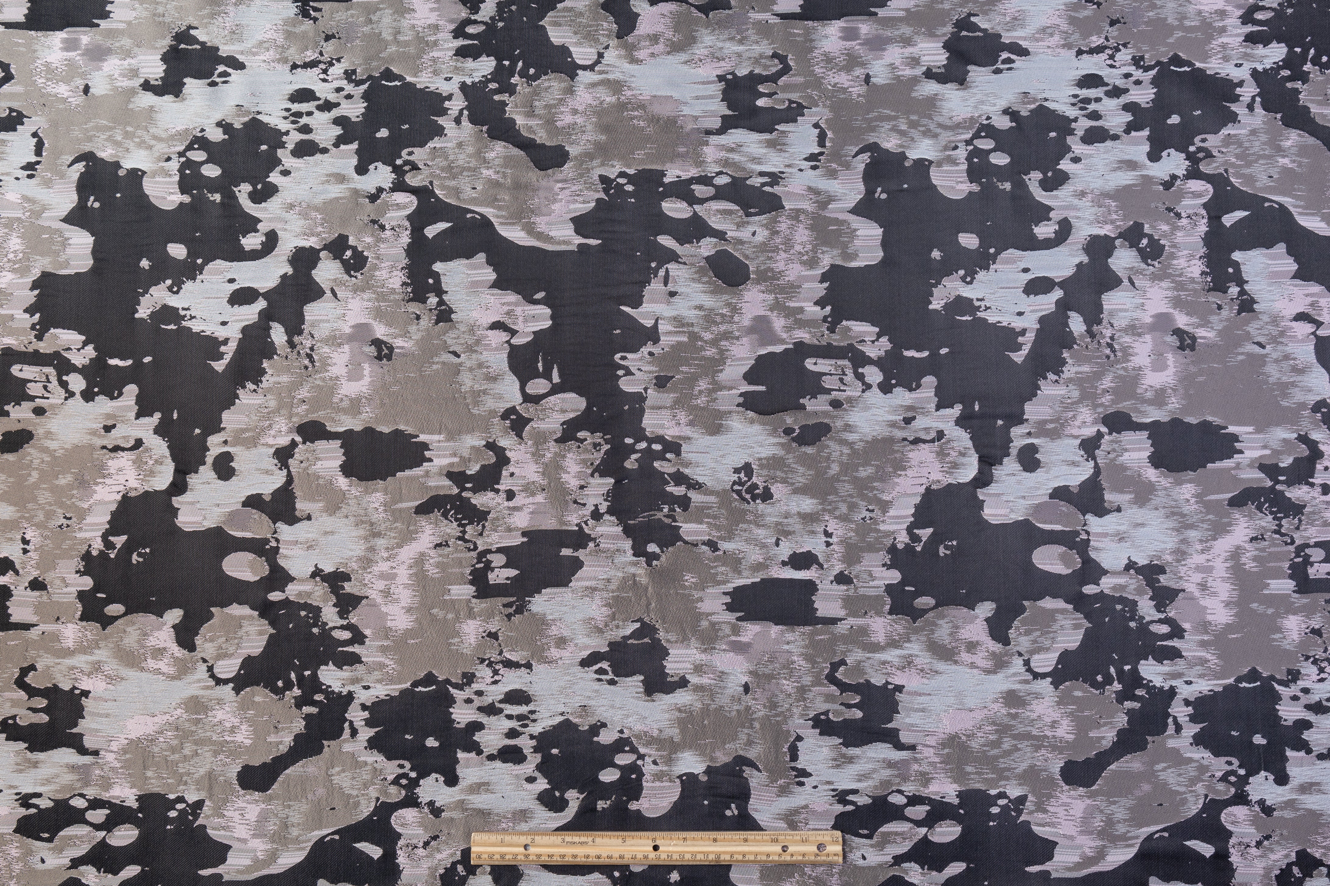 Abstract Italian Satin Brocade - Gray / Pink / Taupe