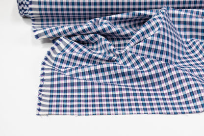 Heavy Italian Viscose Wool Twill Jacketing - Blue / Pink