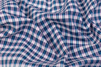 Heavy Italian Cotton Twill Jacketing - Blue / Pink