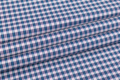 Heavy Italian Cotton Twill Jacketing - Blue / Pink