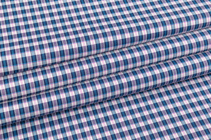 Heavy Italian Viscose Wool Twill Jacketing - Blue / Pink