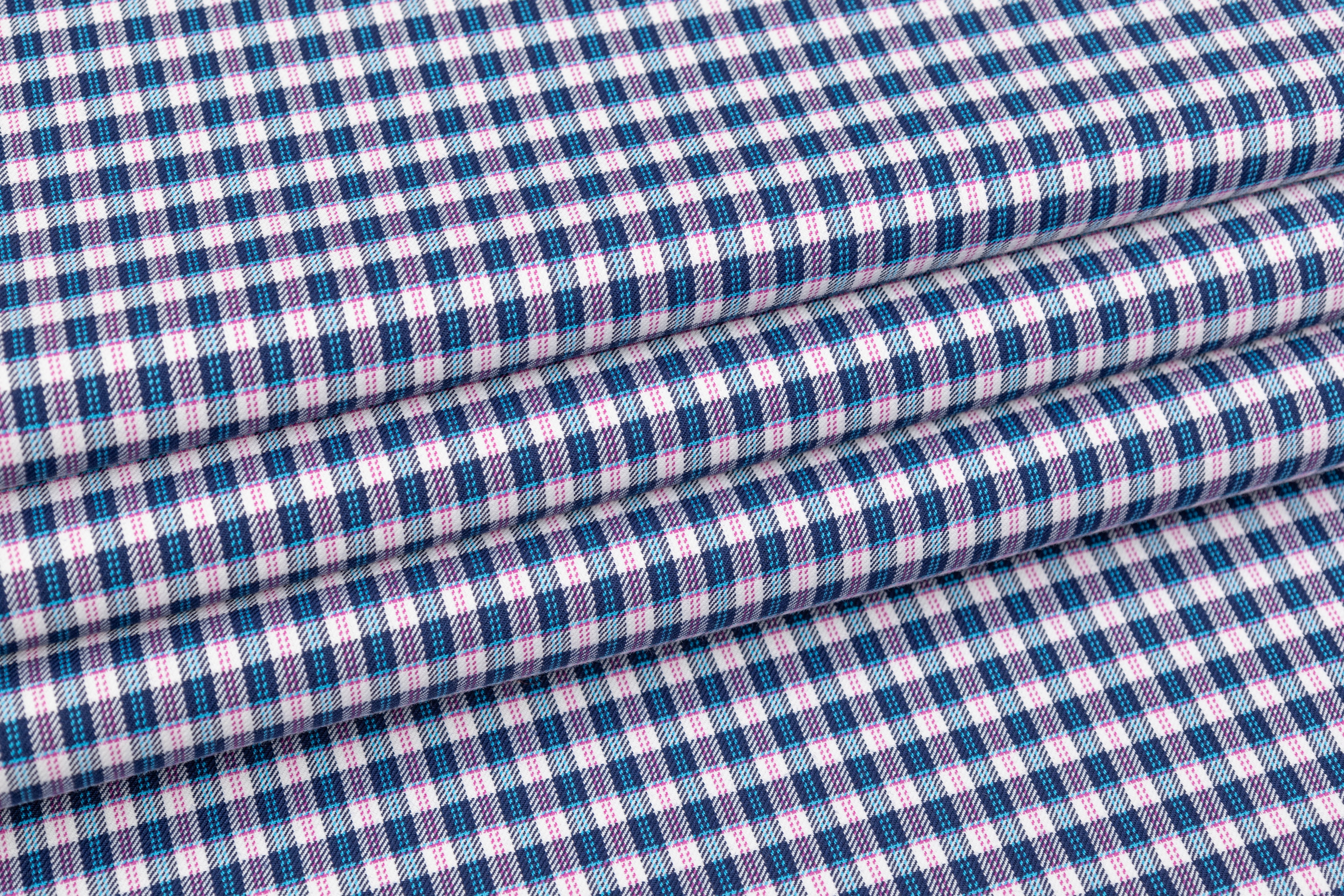 Heavy Italian Viscose Wool Twill Jacketing - Blue / Pink