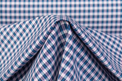 Heavy Italian Viscose Wool Twill Jacketing - Blue / Pink