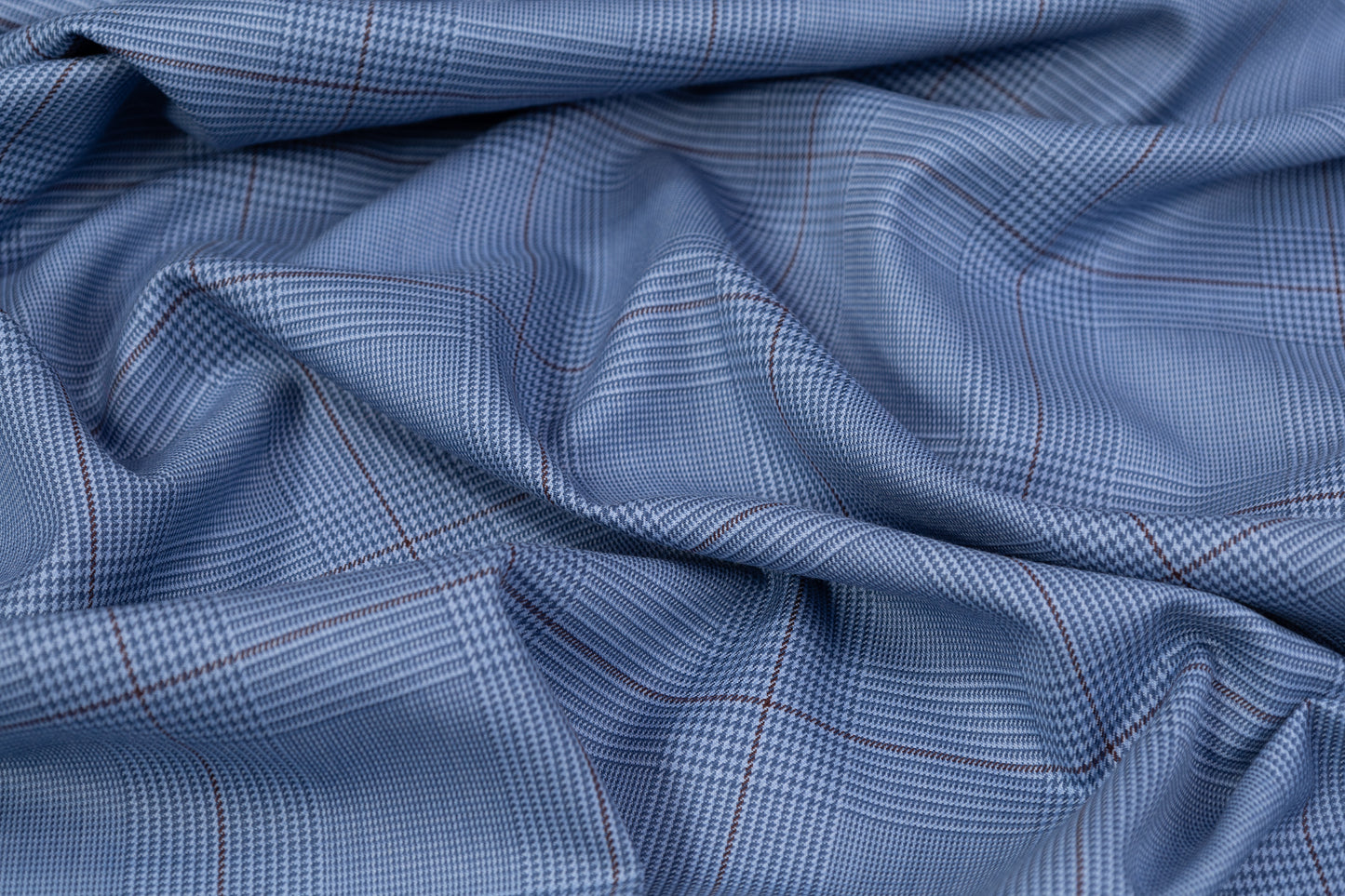 Glen Check Italian Cashmere Wool Suiting - Blue