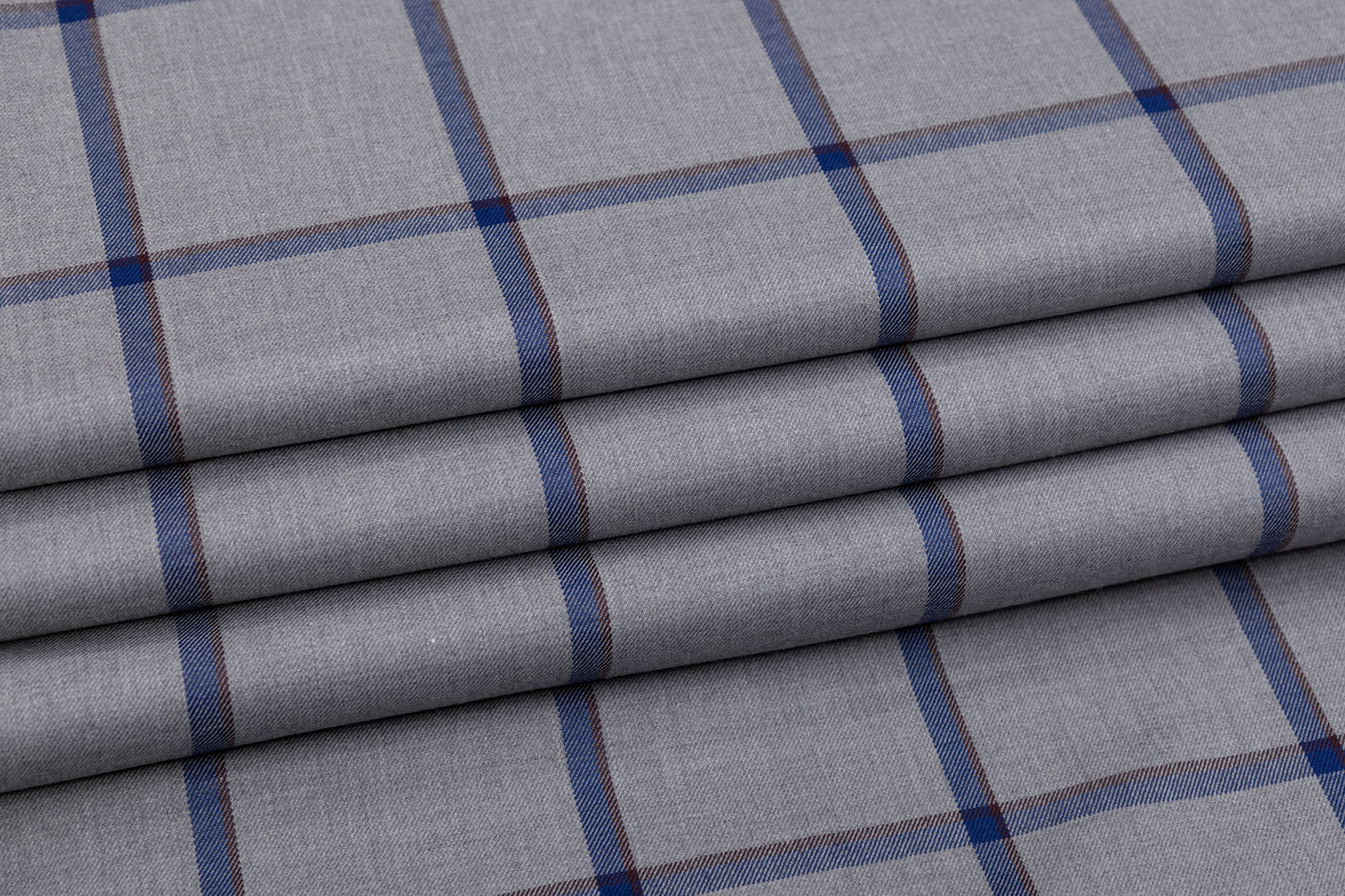 Windowpane Italian Wool Cashmere Suiting - Gray / Blue