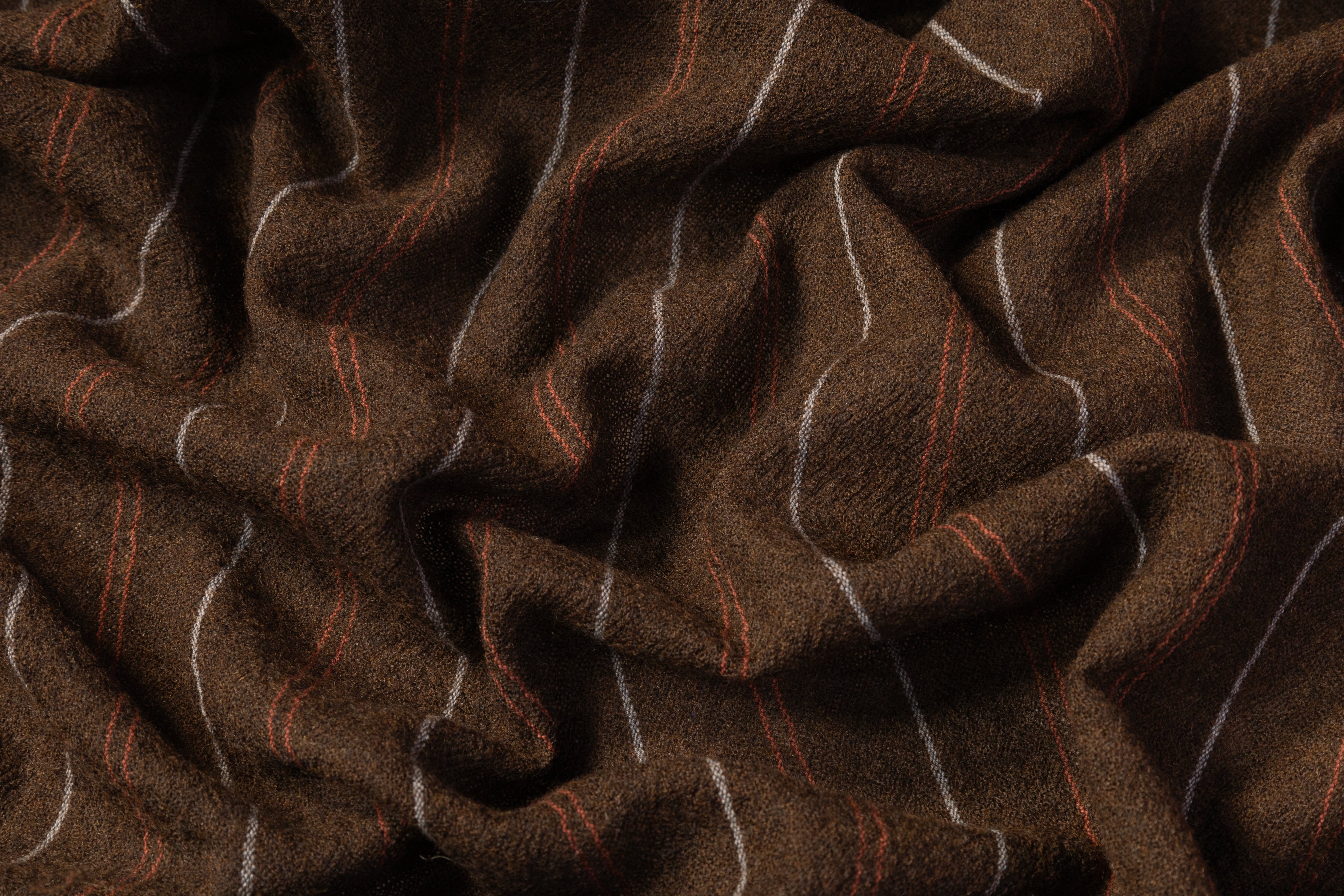 Striped Italian Wool Gauze - Brown