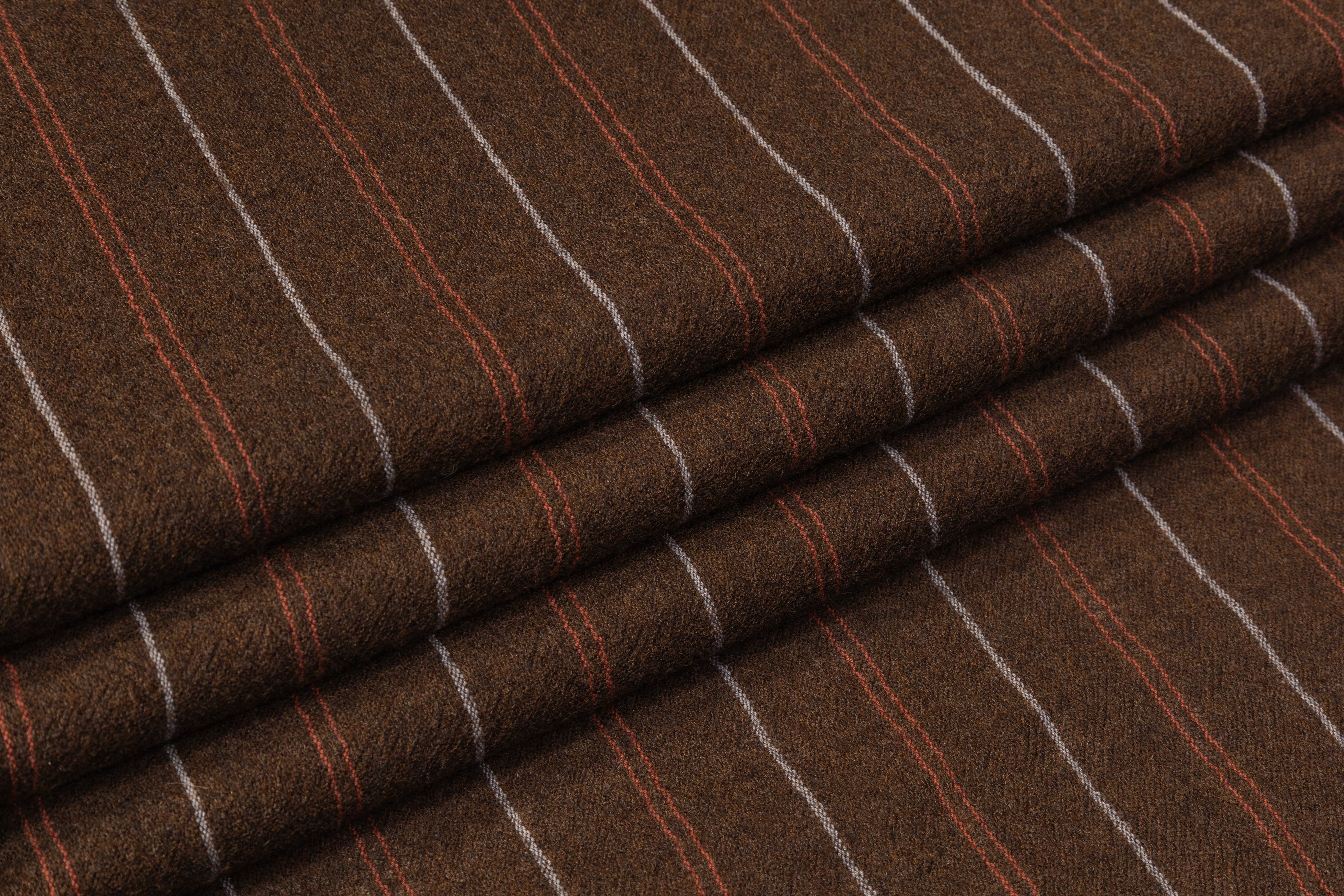 Striped Italian Wool Gauze - Brown