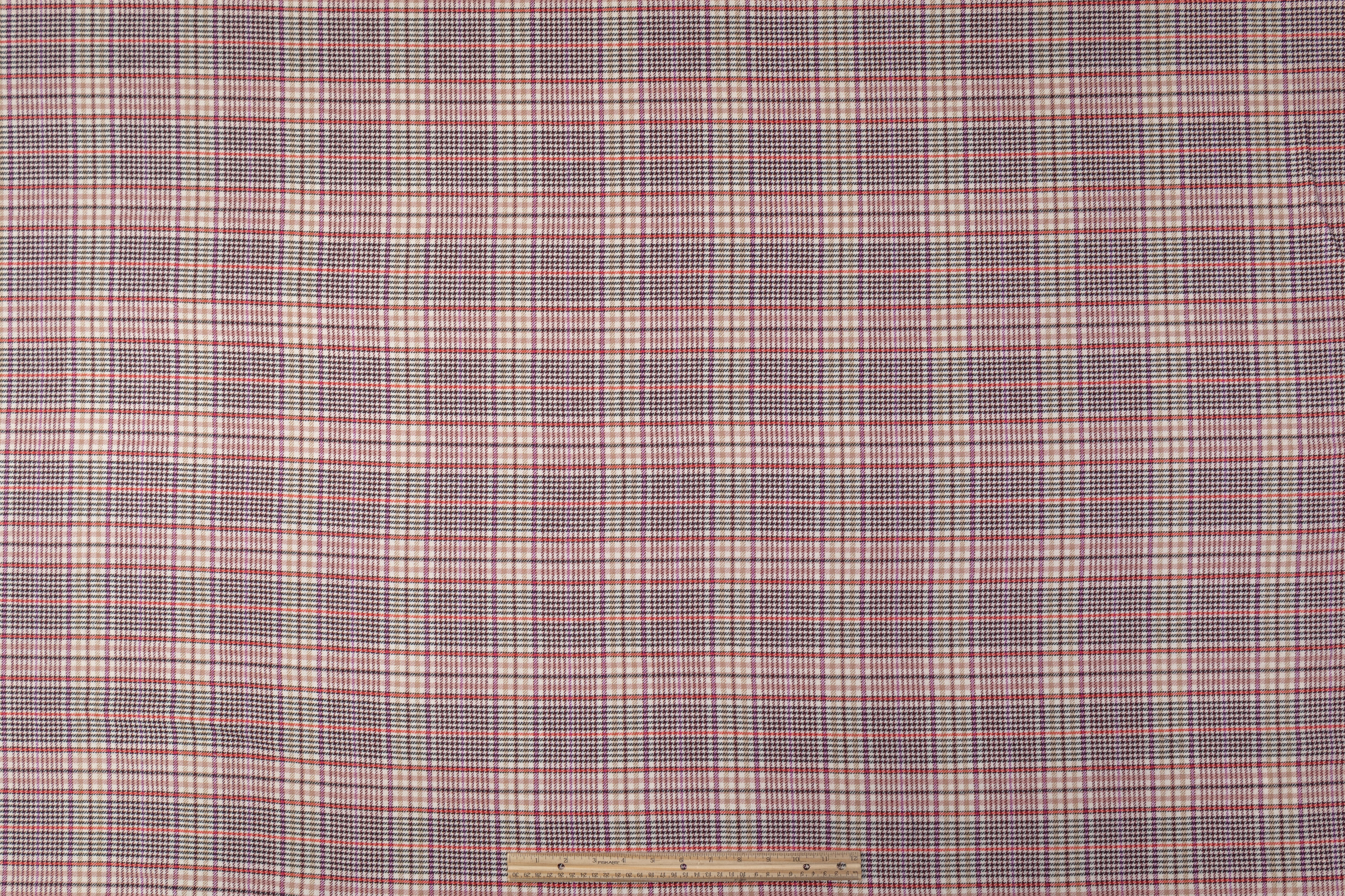 Checked Italian Cotton Wool Blend Suiting - Pink