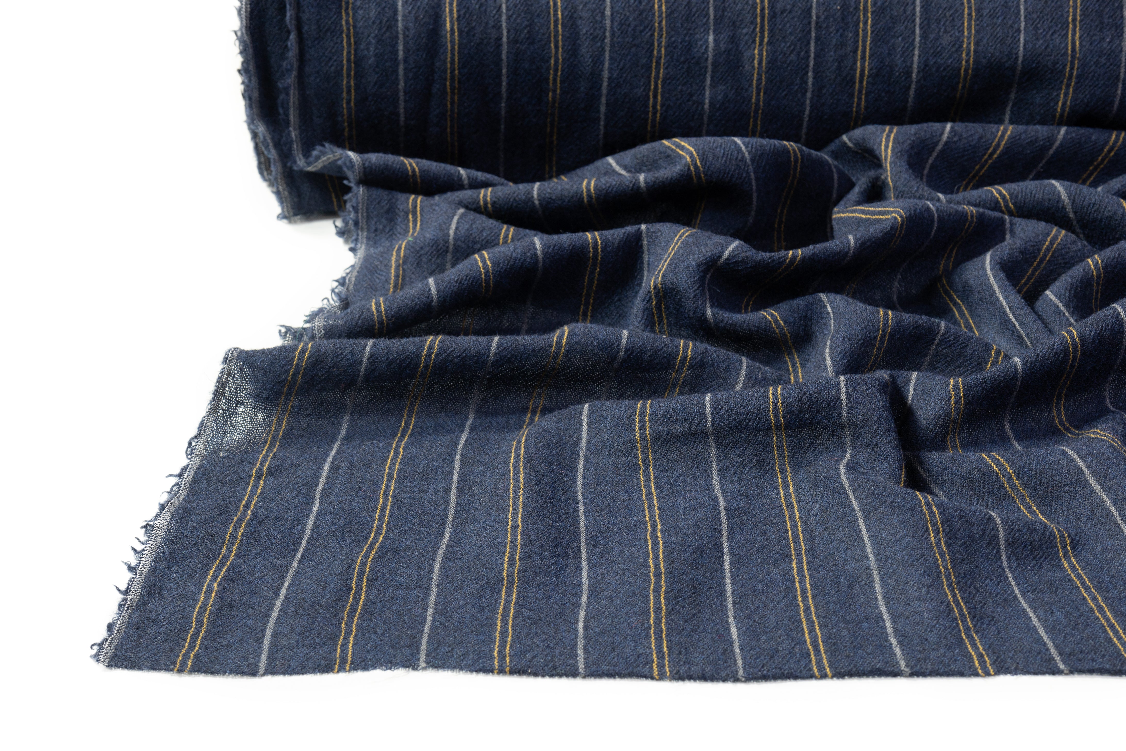 Striped Italian Wool Gauze - Blue