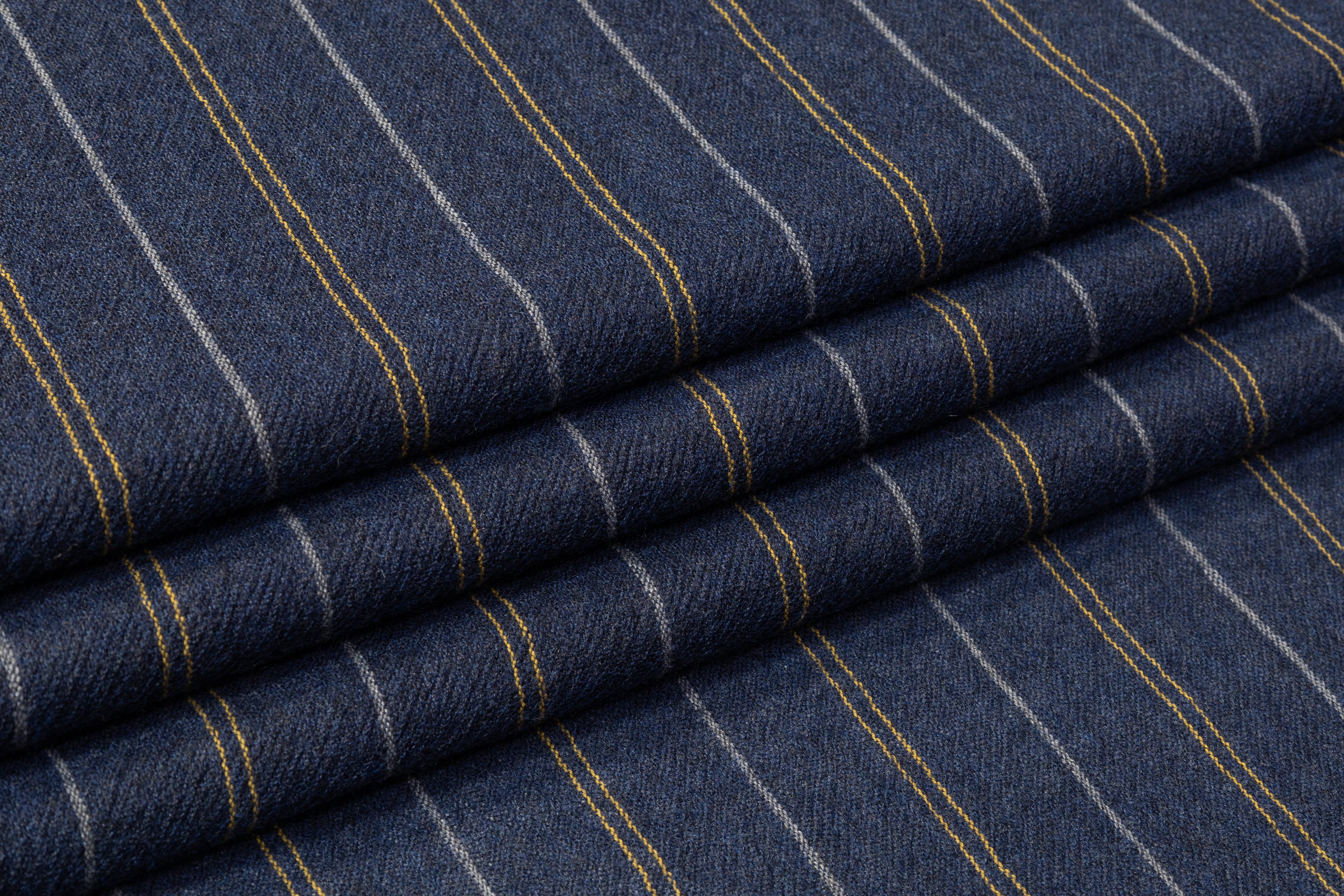 Striped Italian Wool Gauze - Blue
