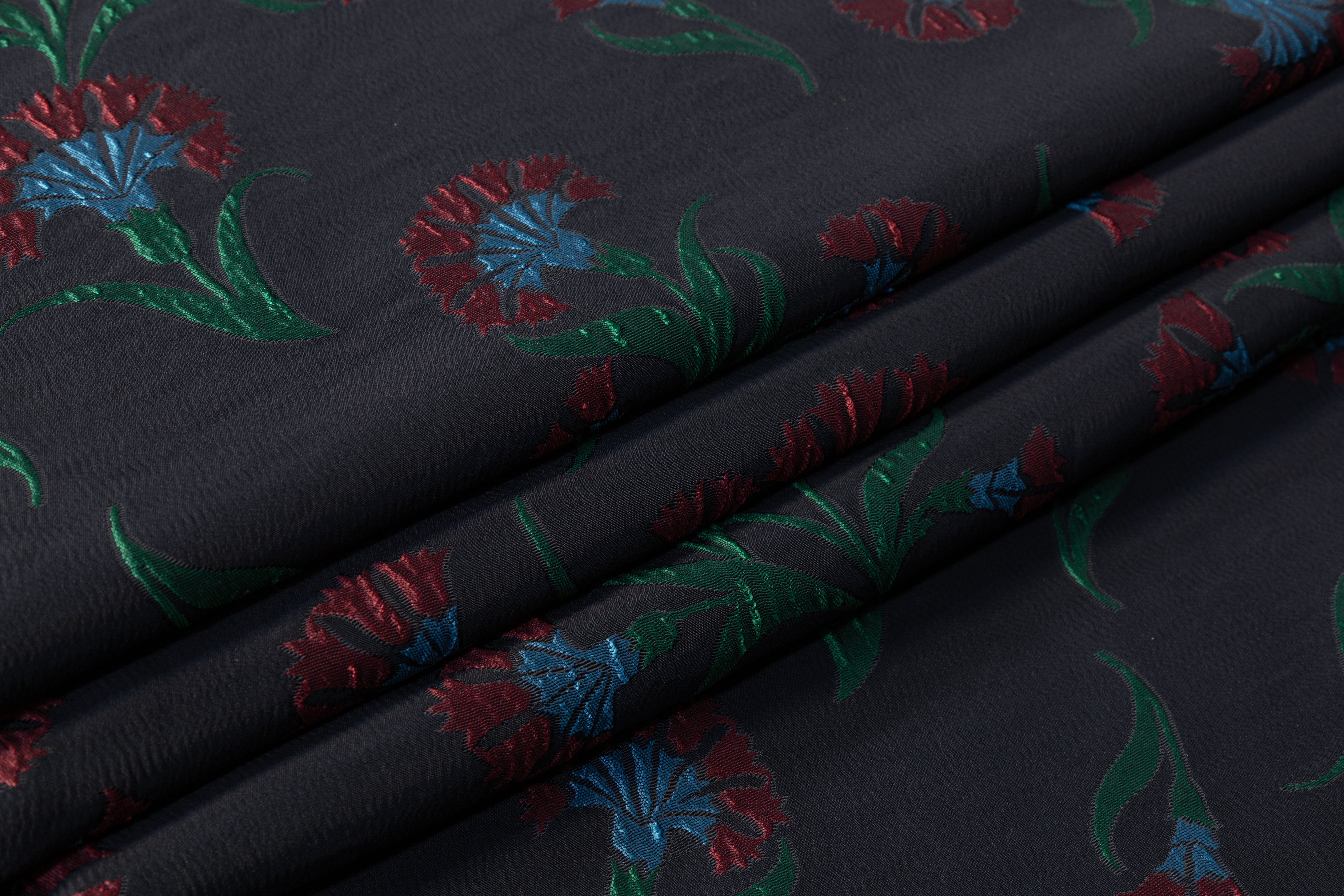 Floral Italian Brocade - Black / Red / Green / Blue